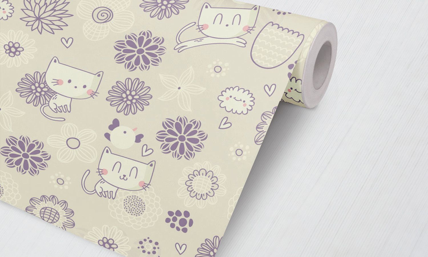 Papel de Parede Floral Gatinho Lilás 3M