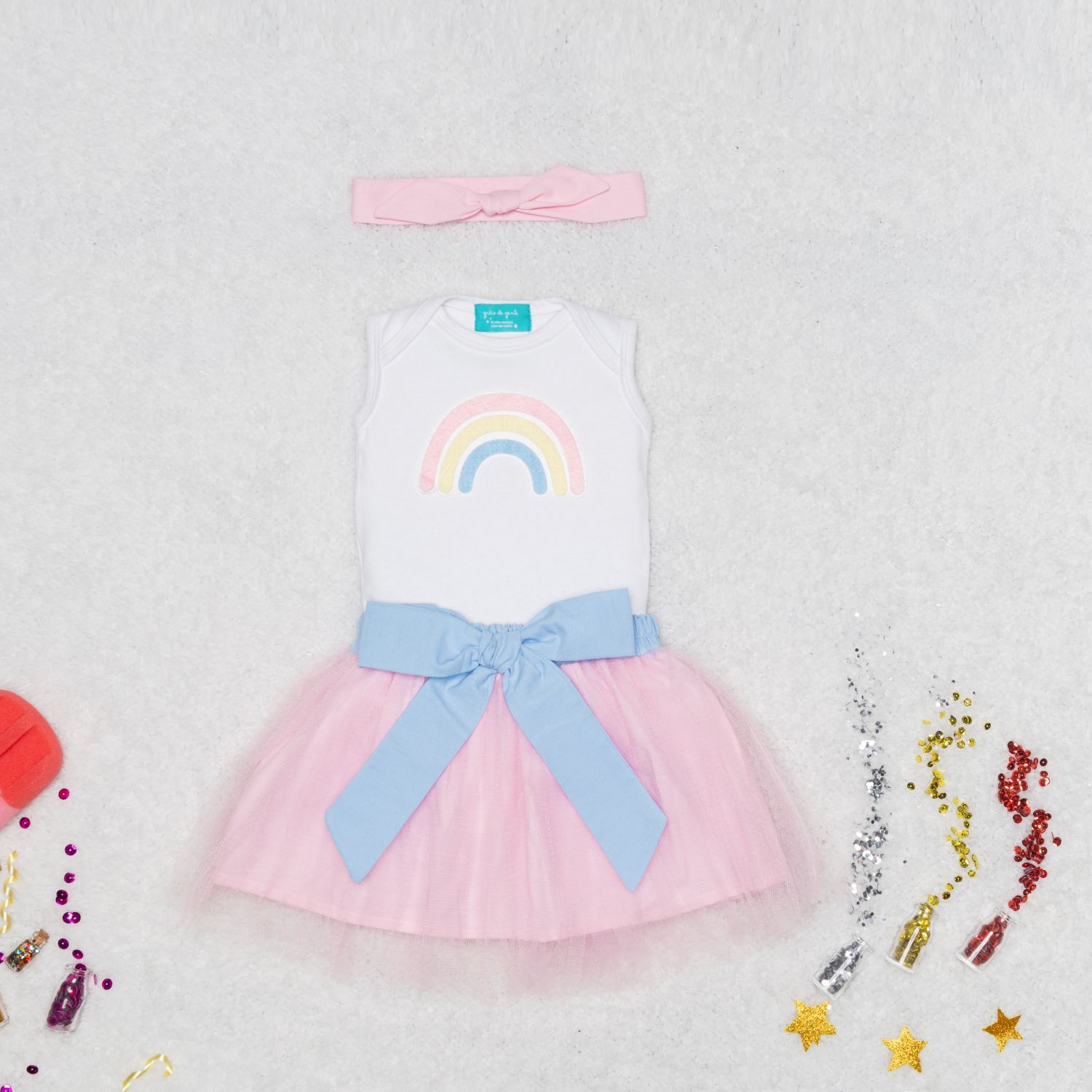 Fantasia Arco-Íris Bebê 3 Peças