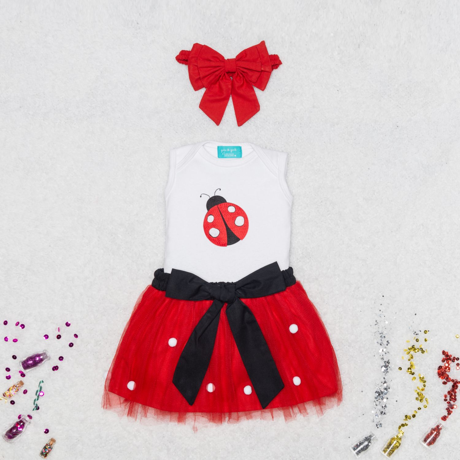 Fantasia Joaninha Bebê 3 Peças