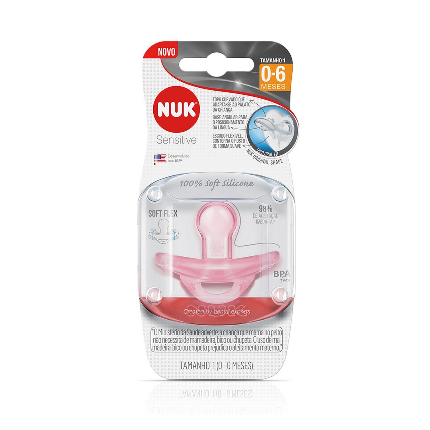 Chupeta Silicone Sensitive 0 a 6 Meses Rosa