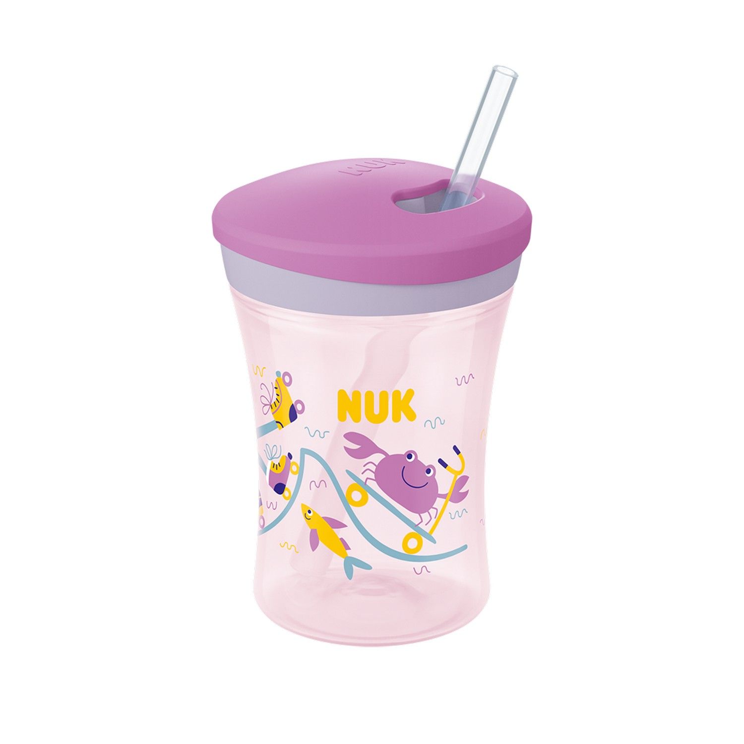 Copo Action Evolution com Canudo 230ml Rosa