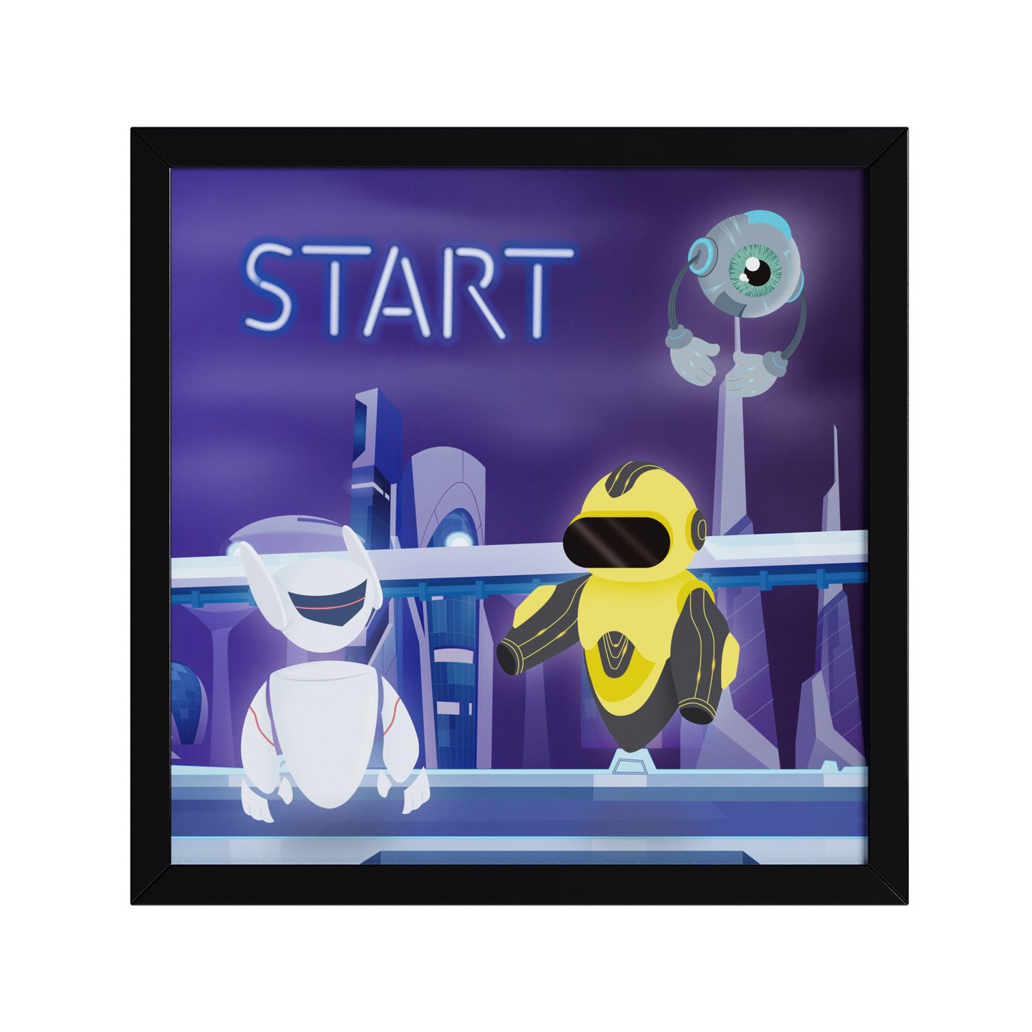 Quadro Gamer Robôs Start 38cm