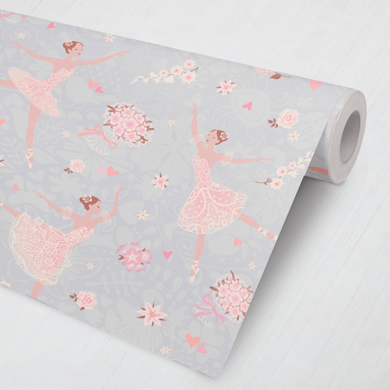 Papel de Parede Bailarina Floral Lilás e Rosa 3M