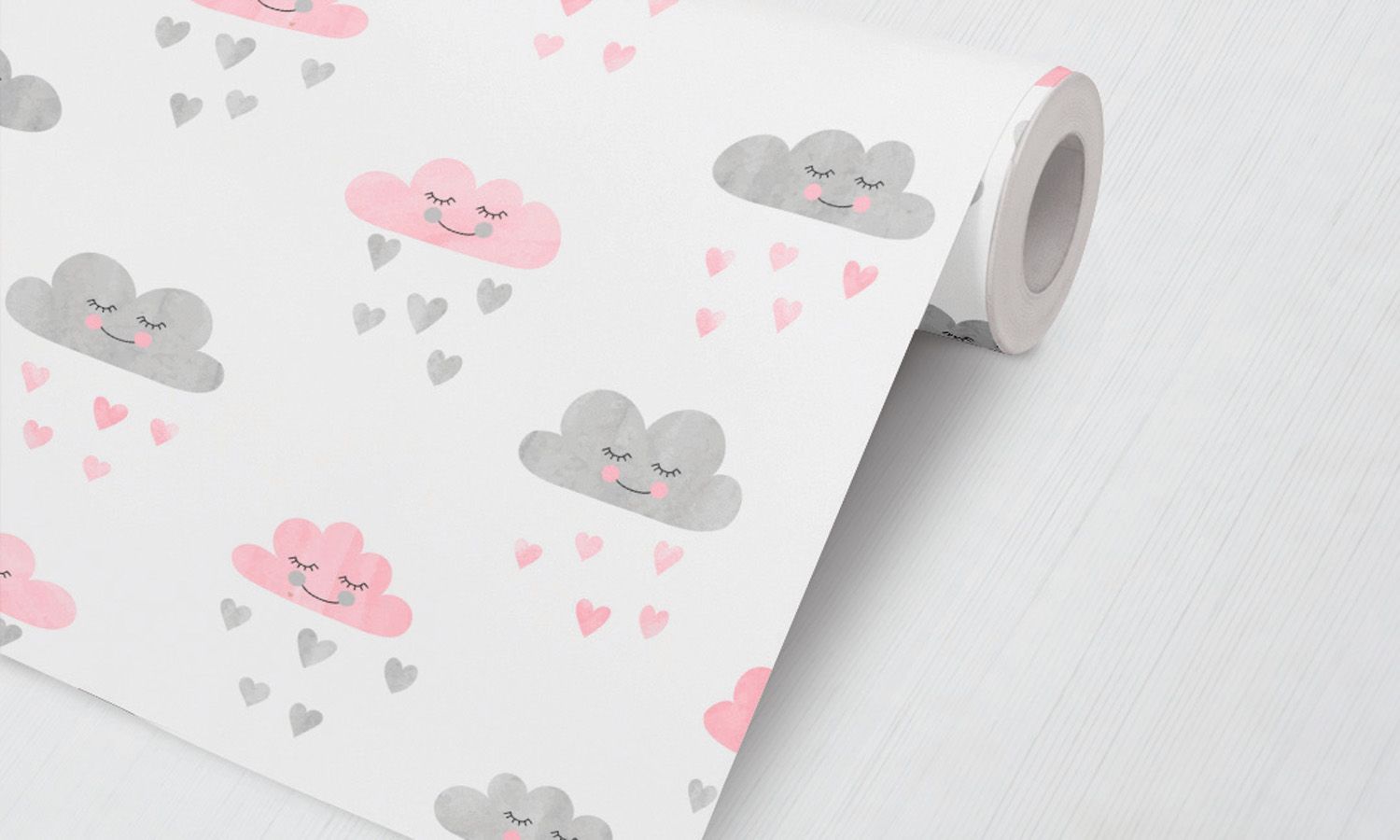 Papel de Parede Chuvinha de Amor Rosa e Cinza 3M
