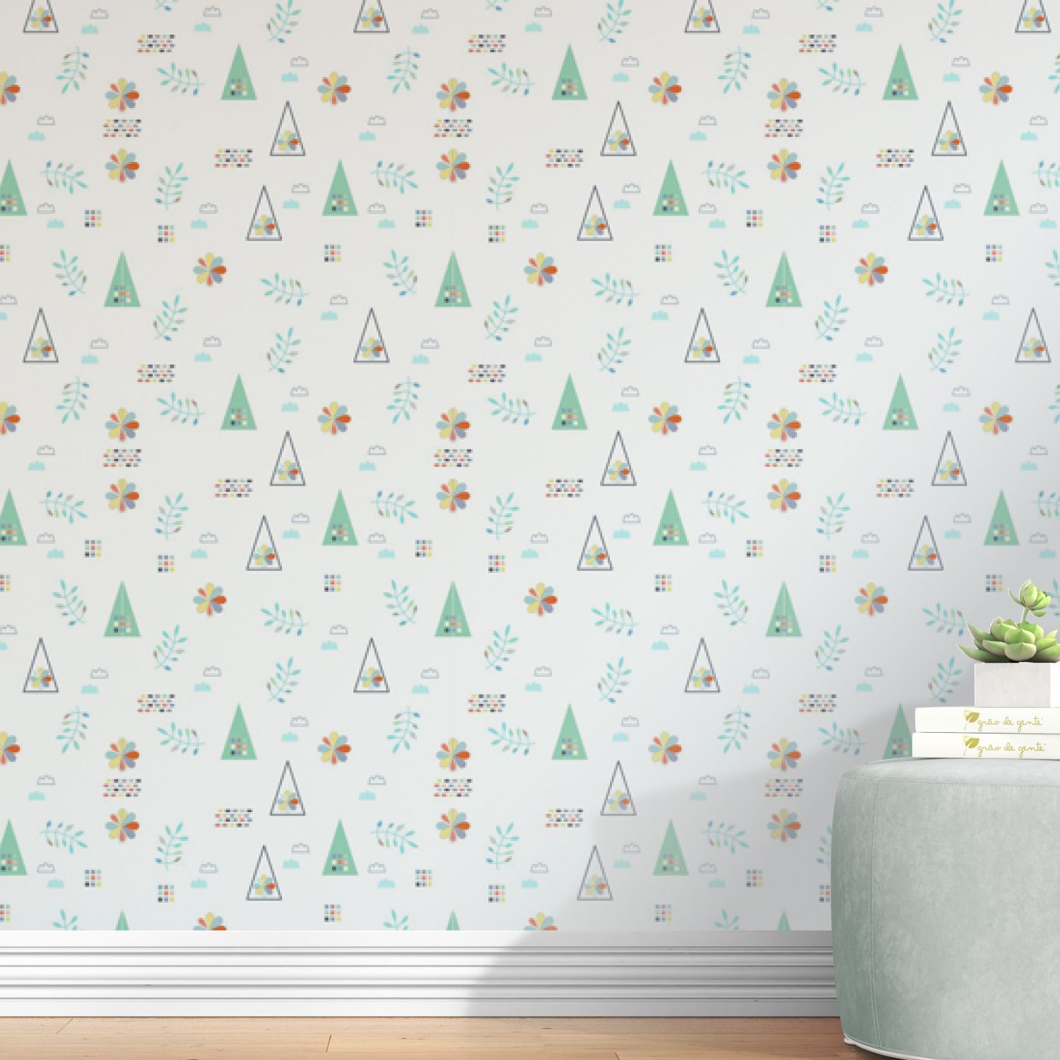 Papel de Parede Triângulo, Folha e Flor NeoMint 3M