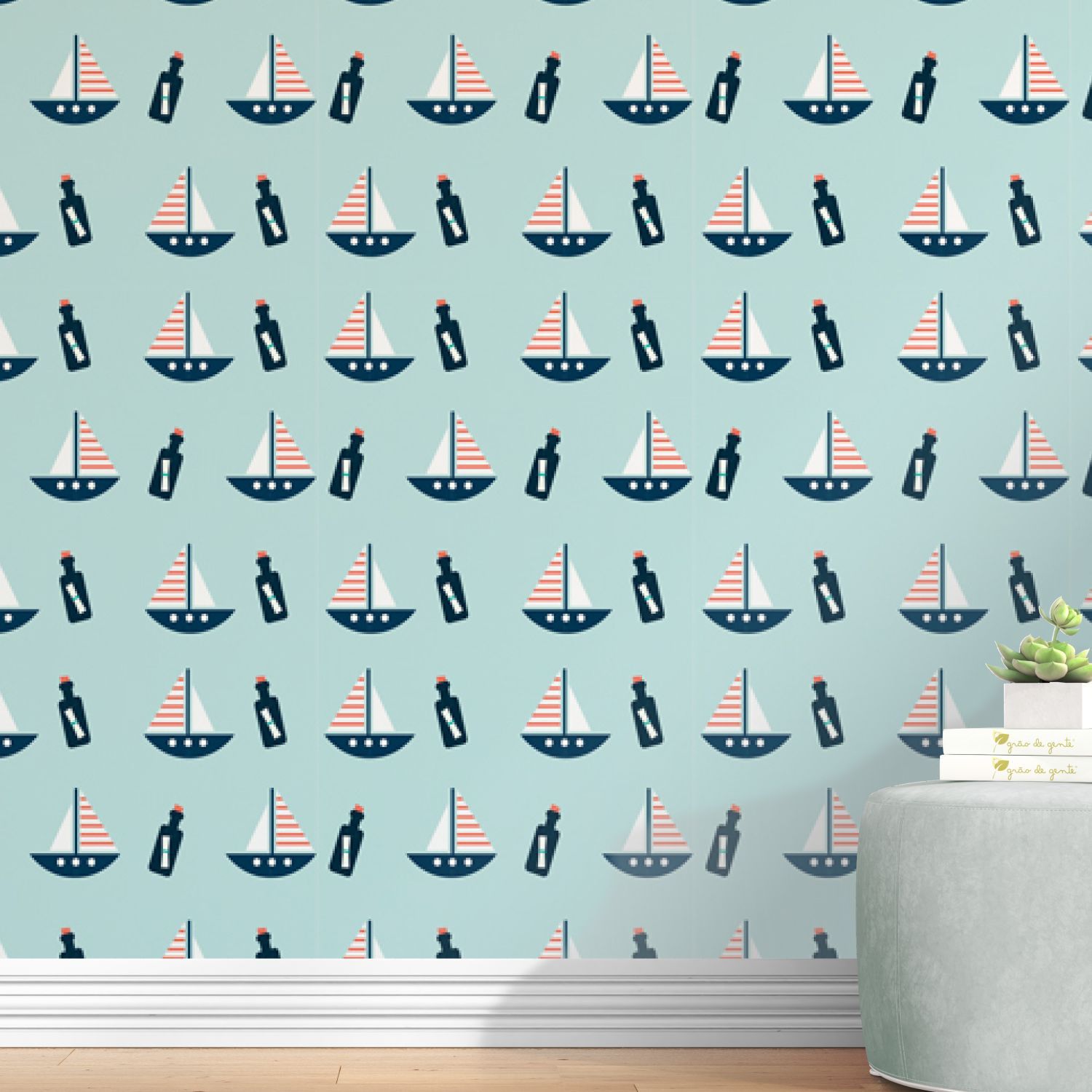 Papel de Parede Aventura Náutica Azul 3M