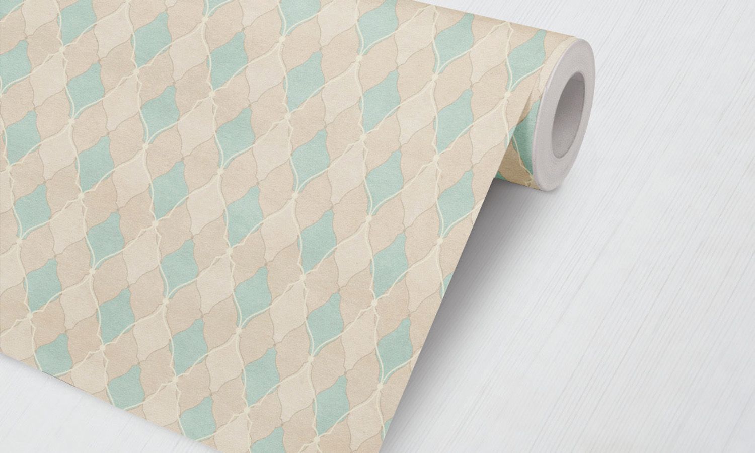 Papel de Parede Arabescos Geométricos Azul Turquesa e Bege 3M