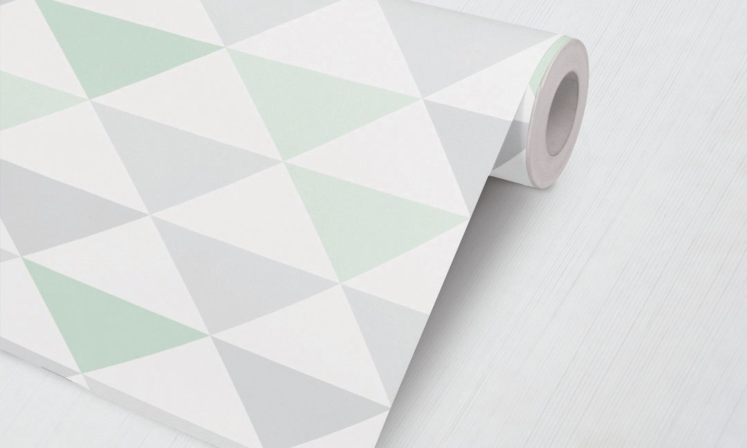 Papel de Parede Geométrico Triângulo Cinza, Verde e Branco 3M