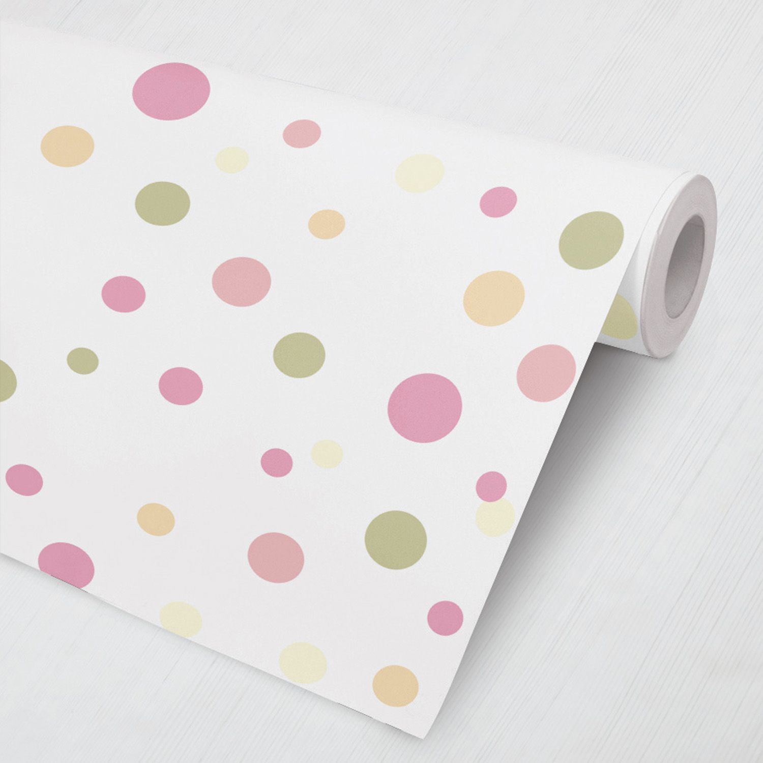 Papel de Parede Bolinhas Colorido Fundo Branco 3M