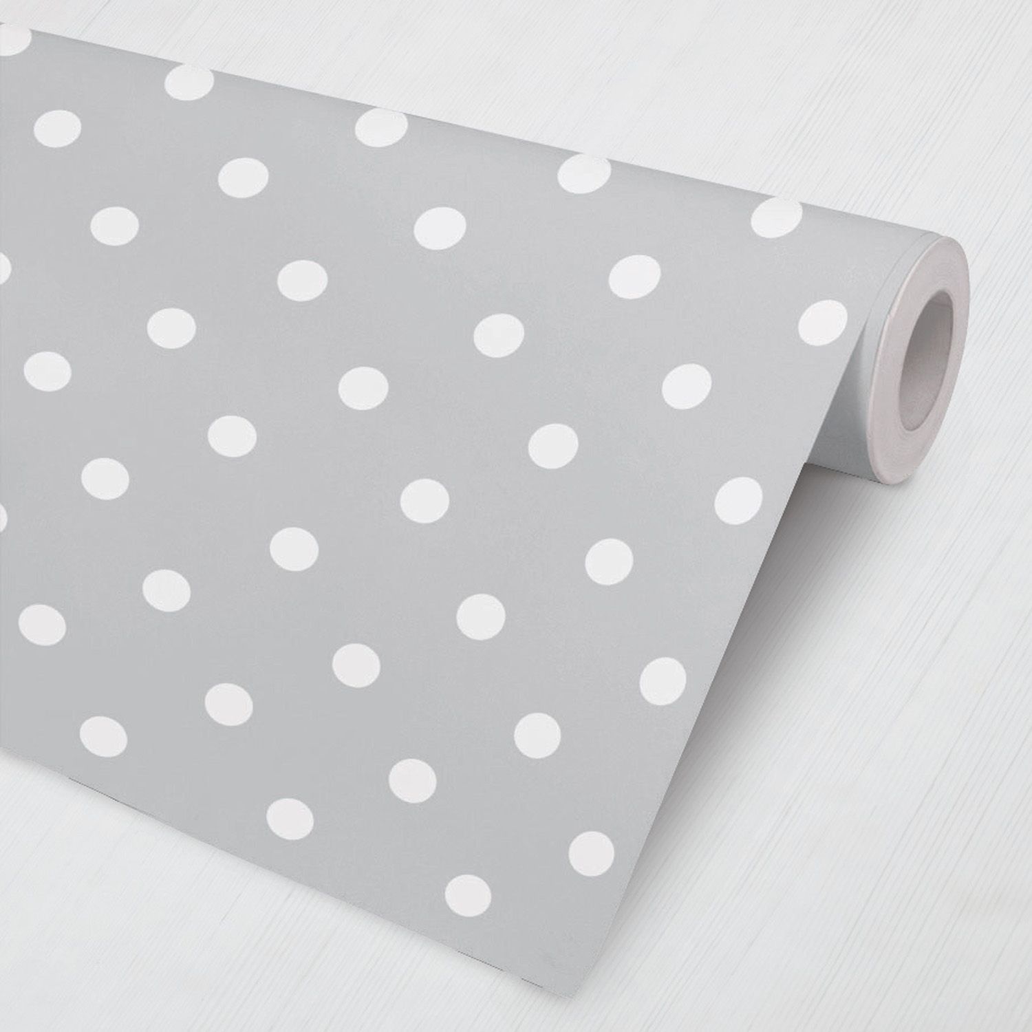 Papel de Parede Bolinha Branco e Cinza 3M