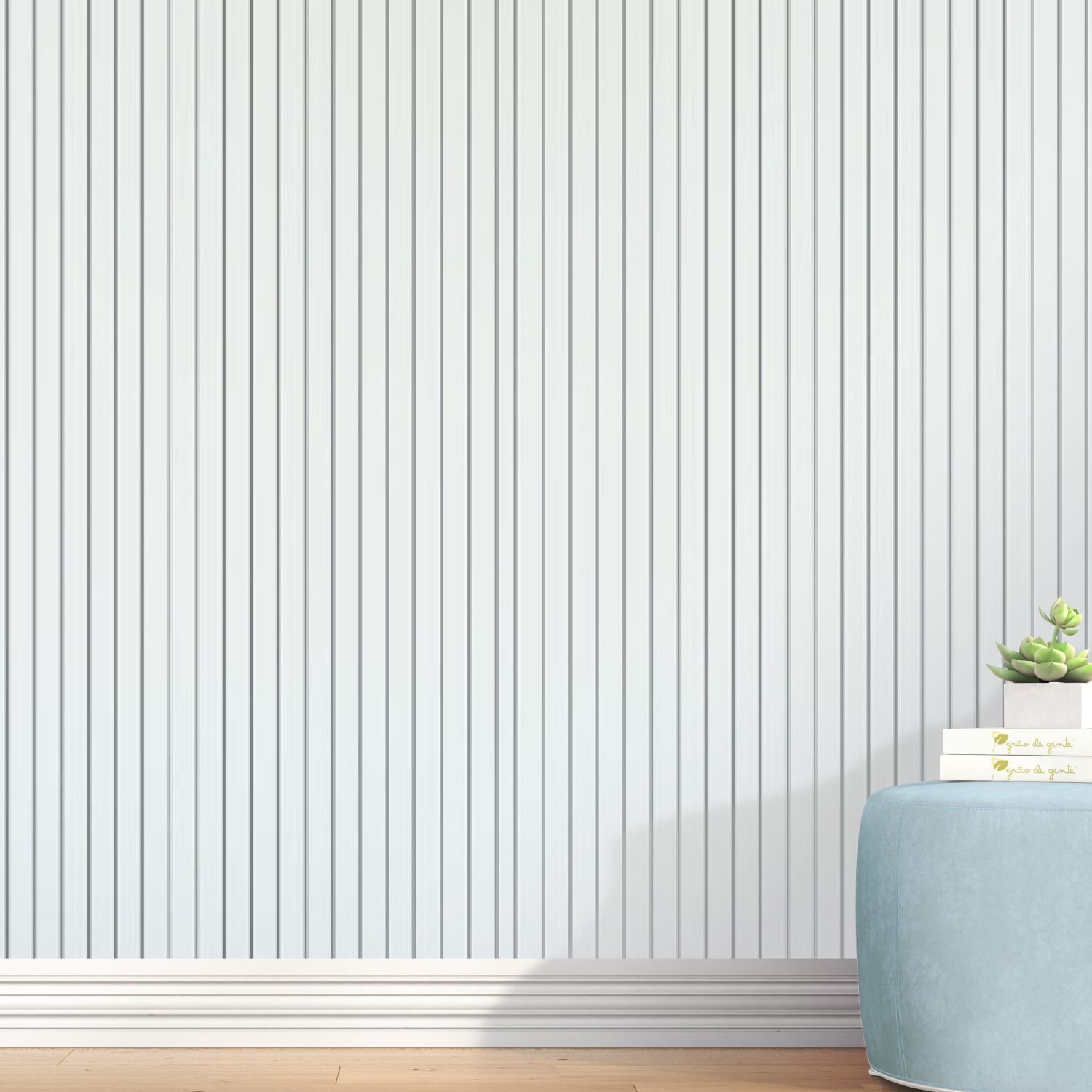 Papel de Parede Listrado Vertical Branco e Preto 3m