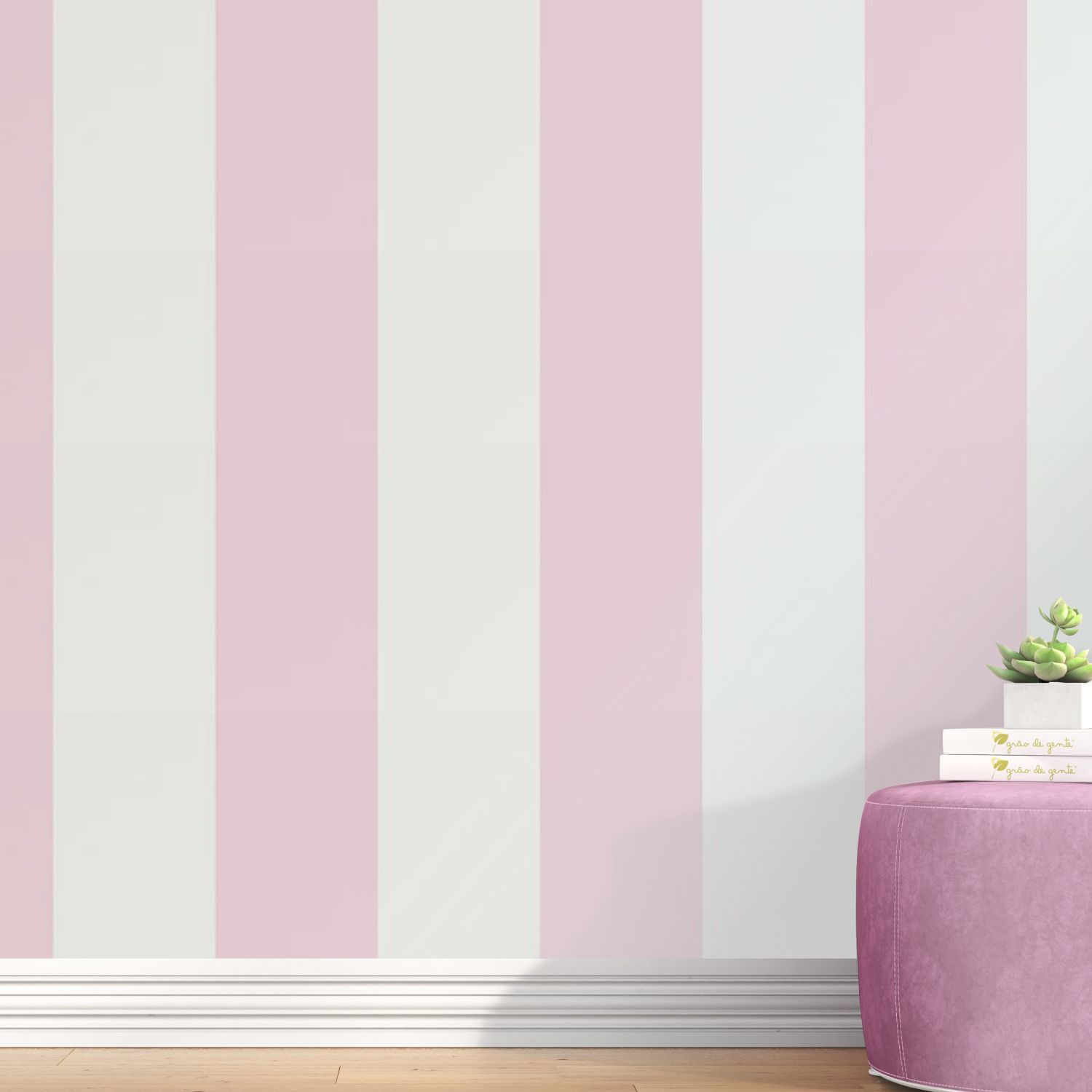 Papel de Parede Listrado Largo Cinza e Branco 3m