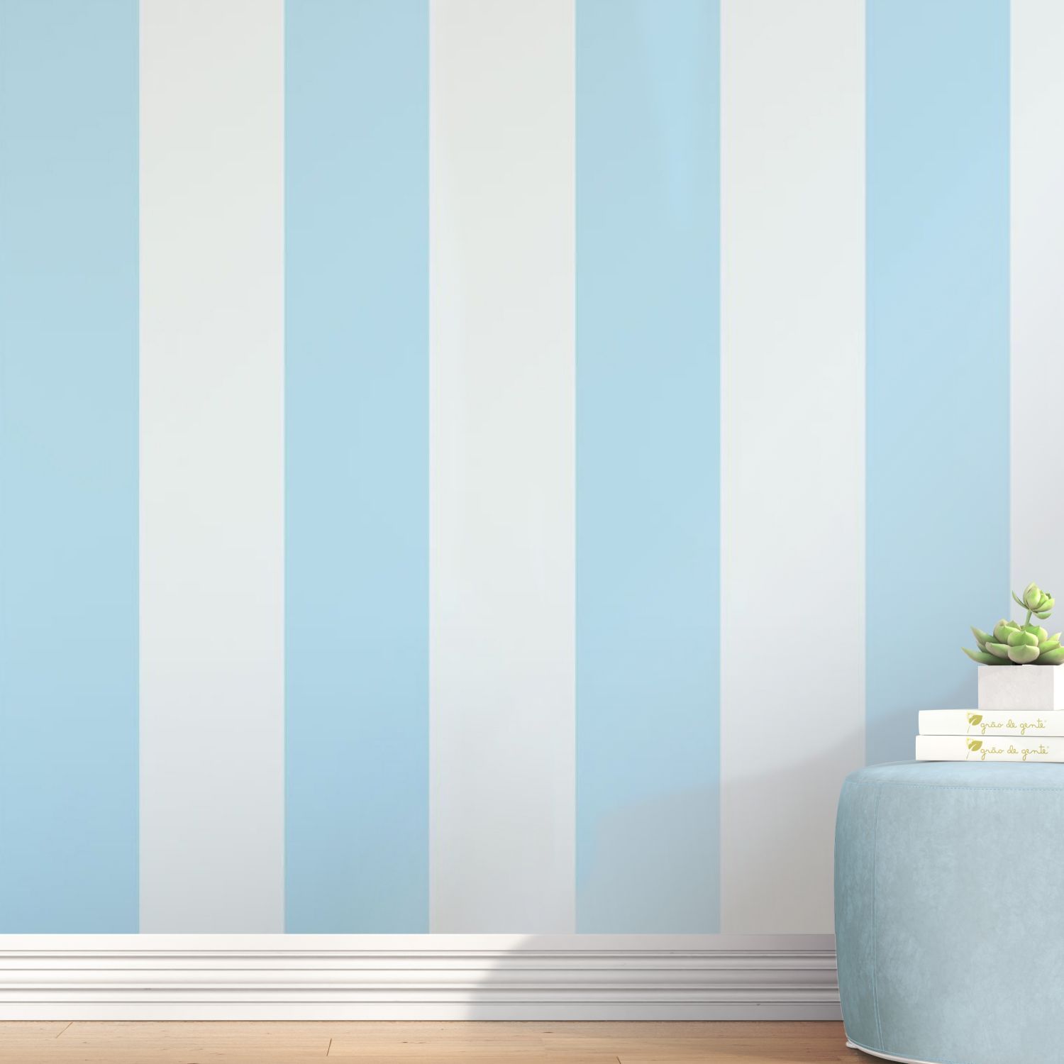 Papel de Parede Listrado Largo Cinza e Branco 3m