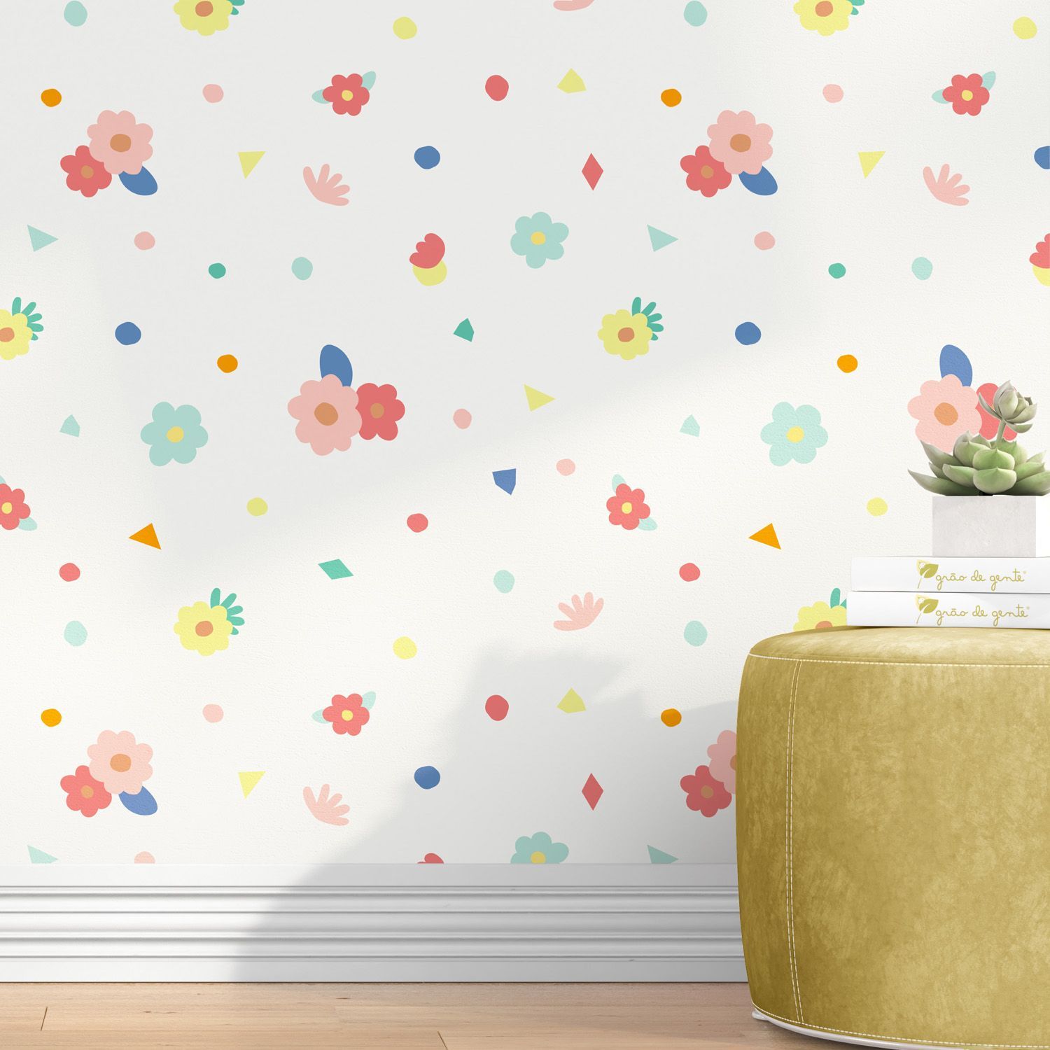 Papel de Parede Colorido Menina Flor 3M