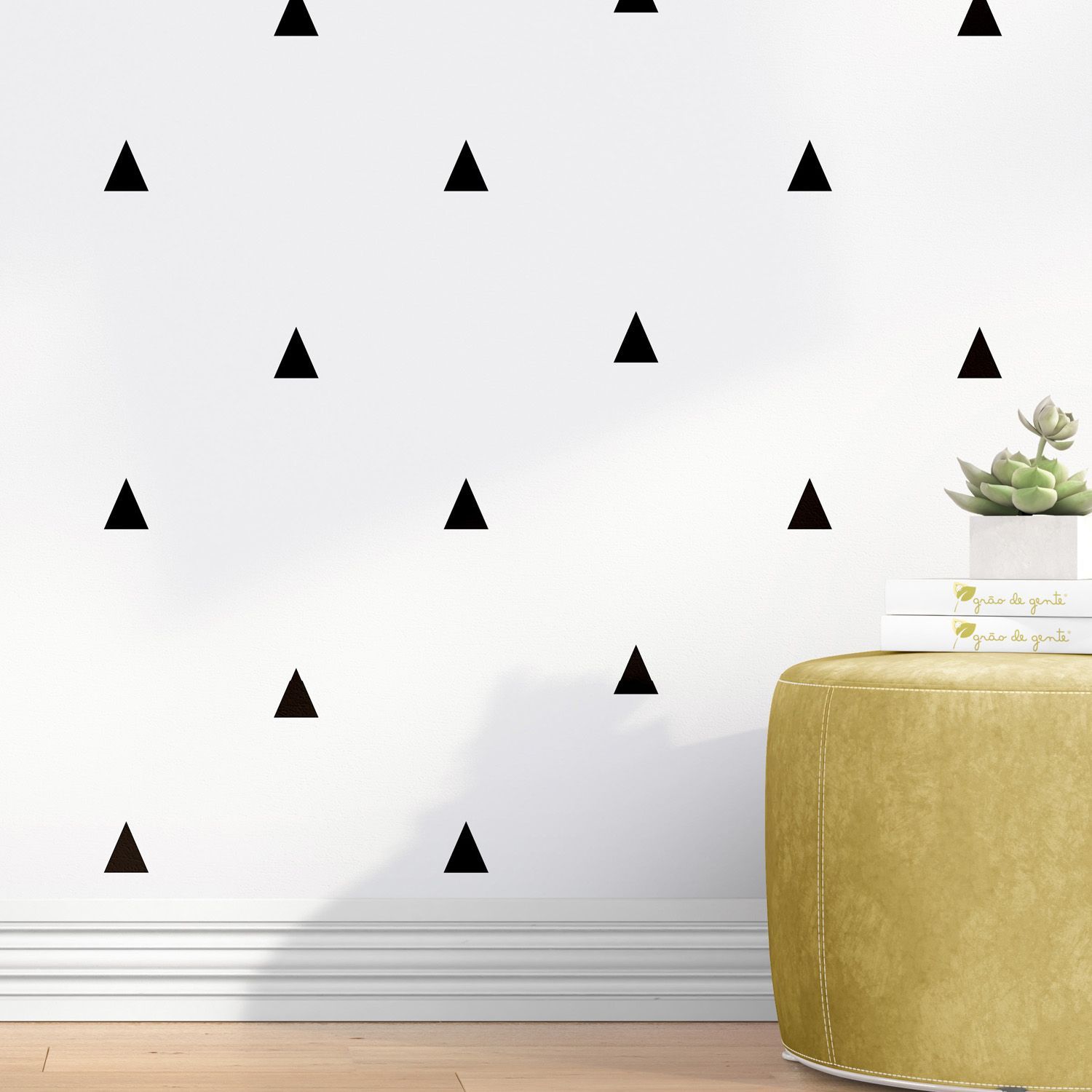 Papel de Parede Geométrico Triângulo Escandinavo Preto e Branco