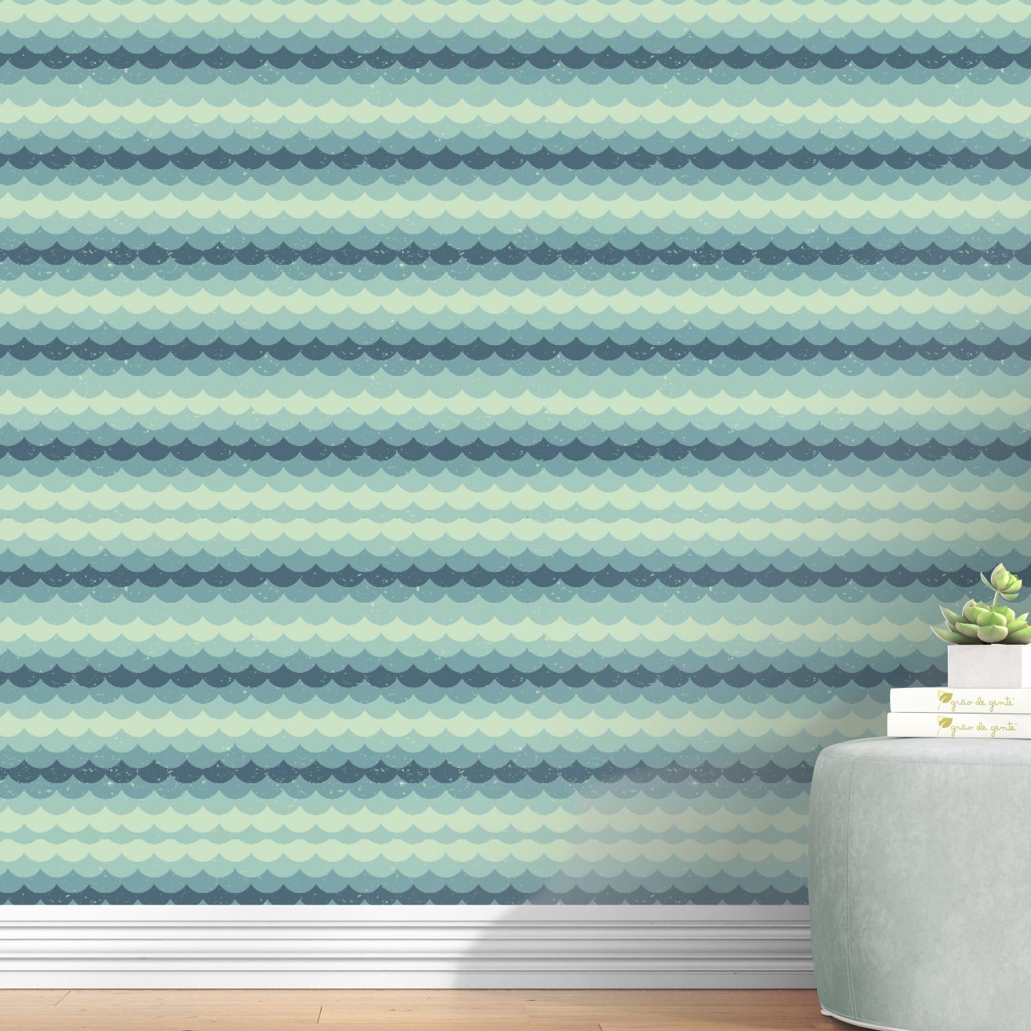 Papel de Parede Ondinha Degradê Azul 3m