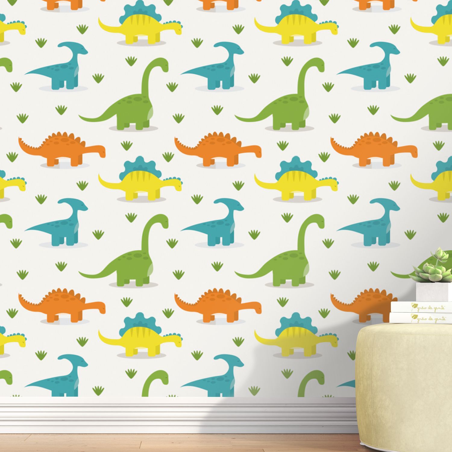 Papel de Parede Dinossauros Coloridos 3m