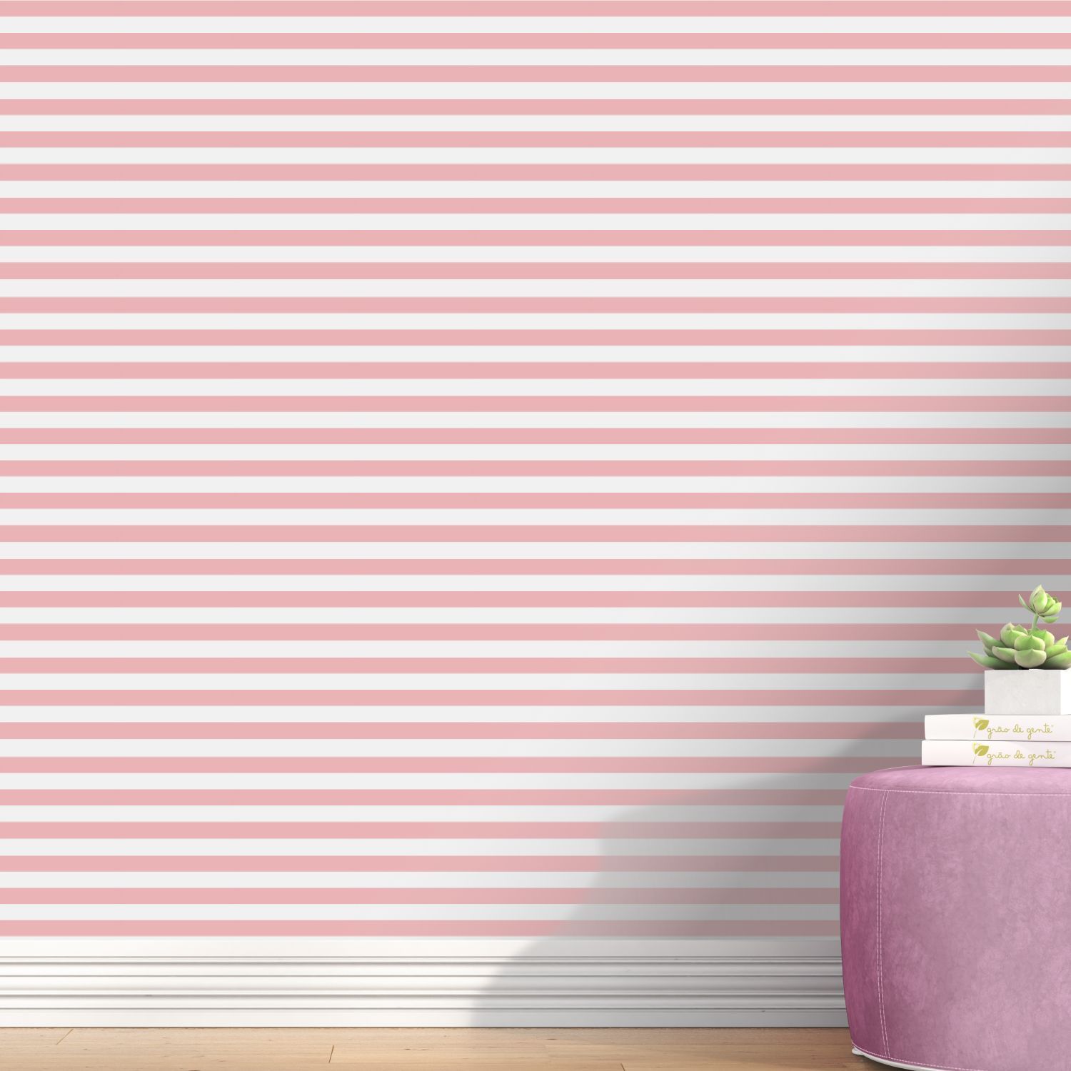 Papel de Parede Listrado Horizontal Cinza 3m