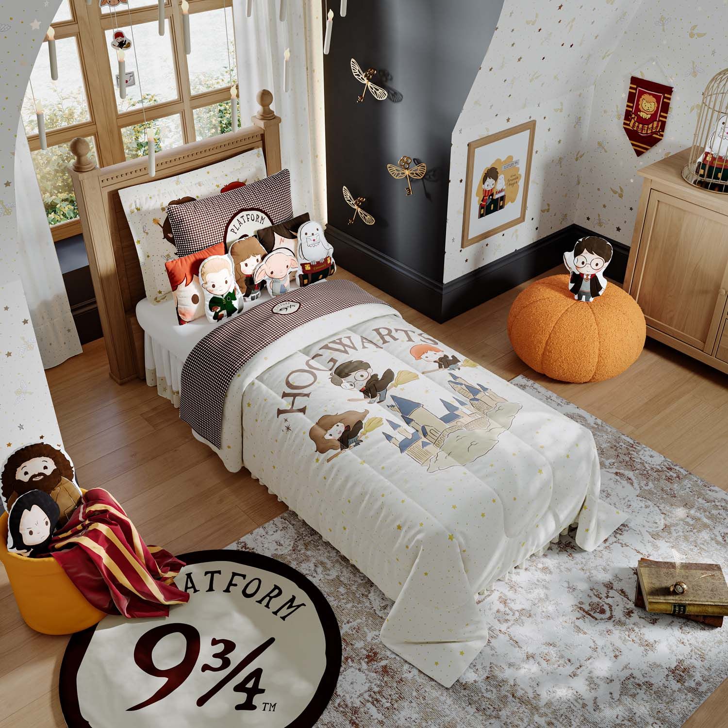 Edredom Infantil Solteiro Harry Potter Hogwarts