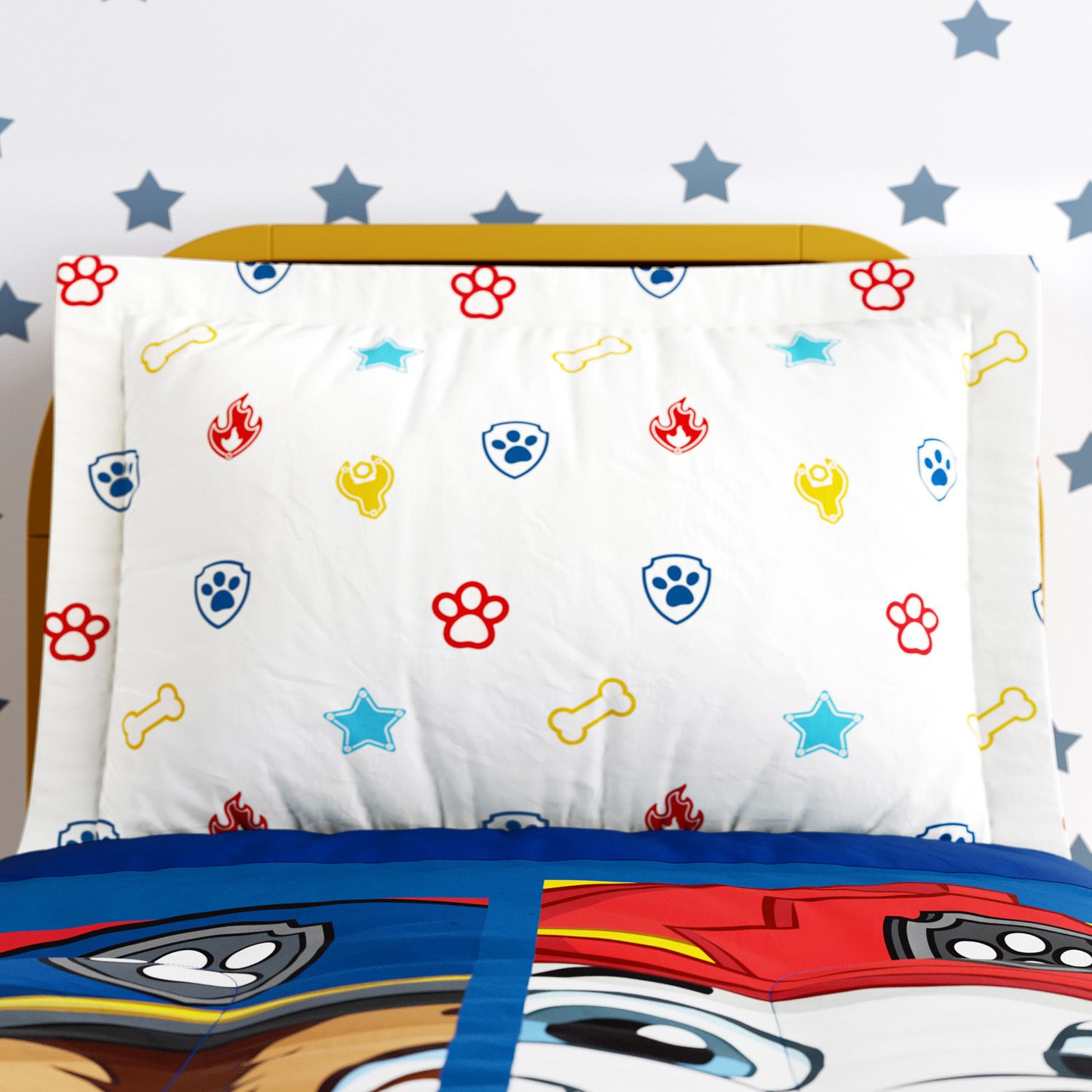 Fronha de Travesseiro Infantil Símbolos Patrulha Canina Branca
