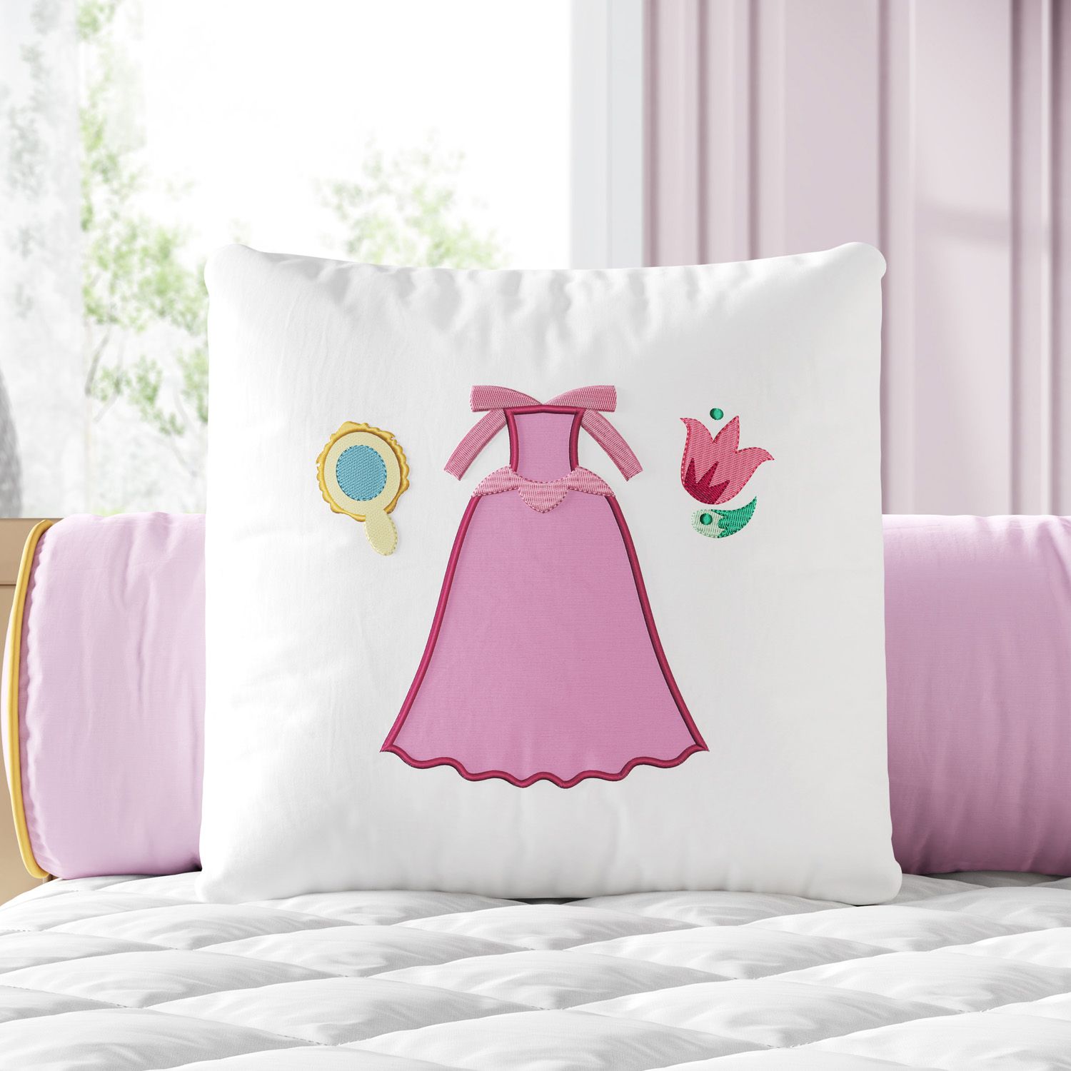 Almofada Quadrada Princesa Aurora Branca