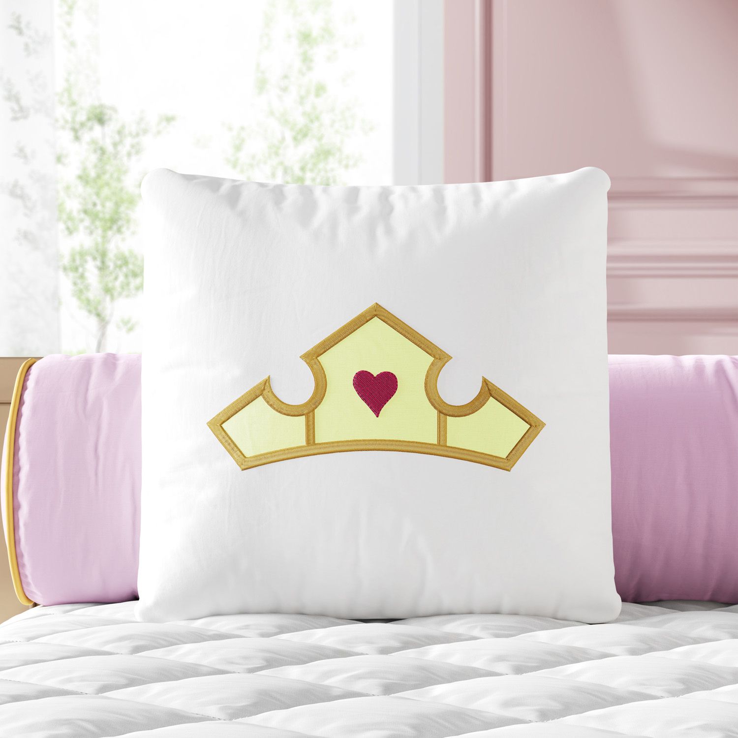 Almofada Quadrada Coroa Princesa Aurora