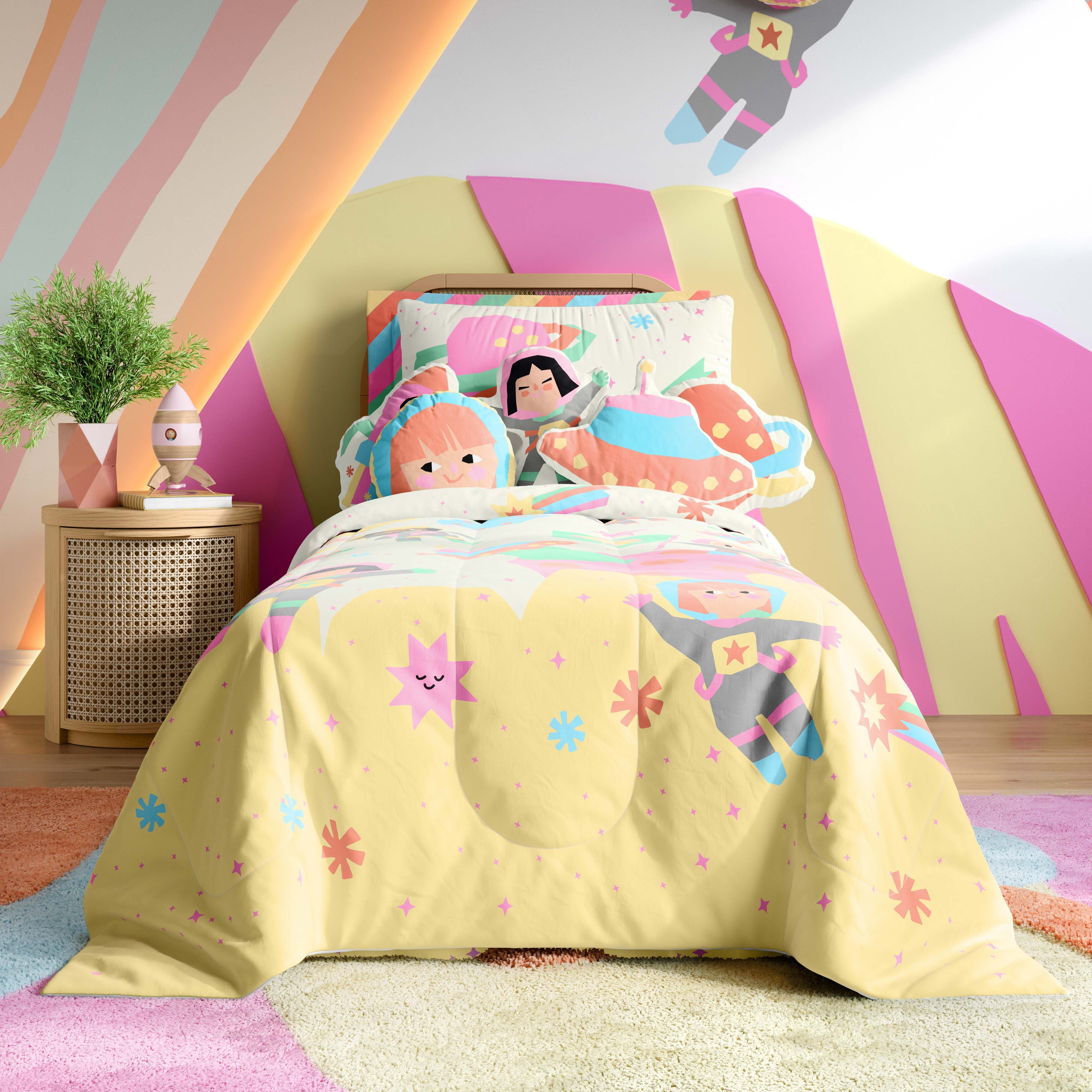 Manta Infantil Solteiro Meninas Astronautas 1,20M