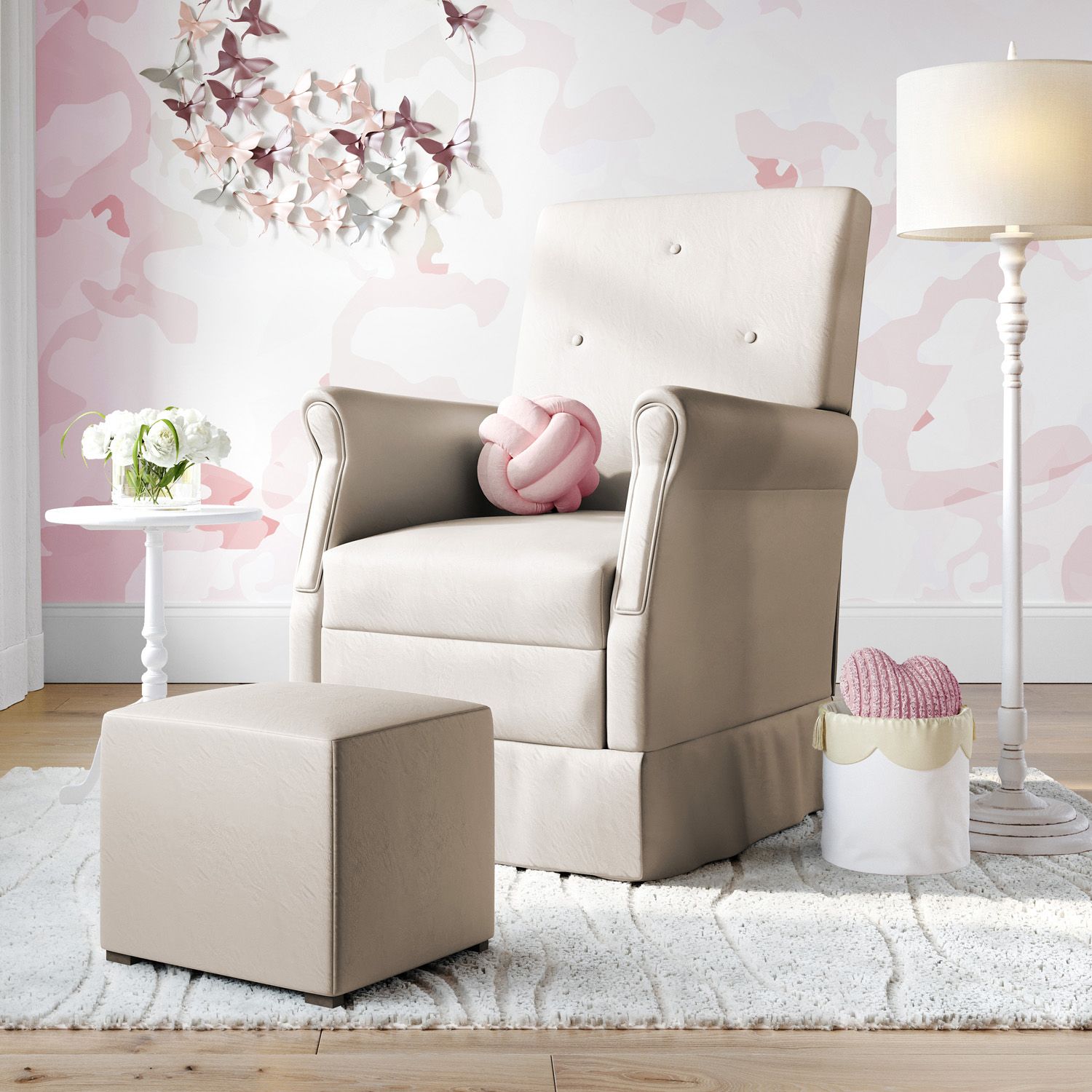 Poltrona Amamentação Suzi Balanço Azul + Puff