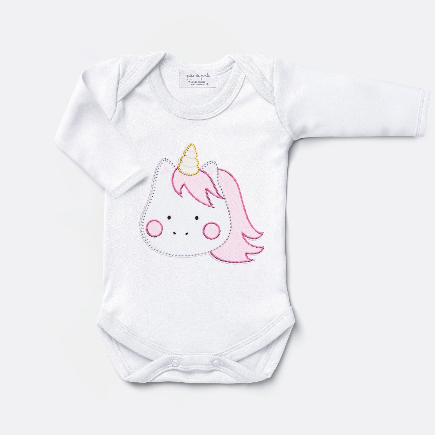 Body Manga Curta Amiguinho Unicórnio Tam P