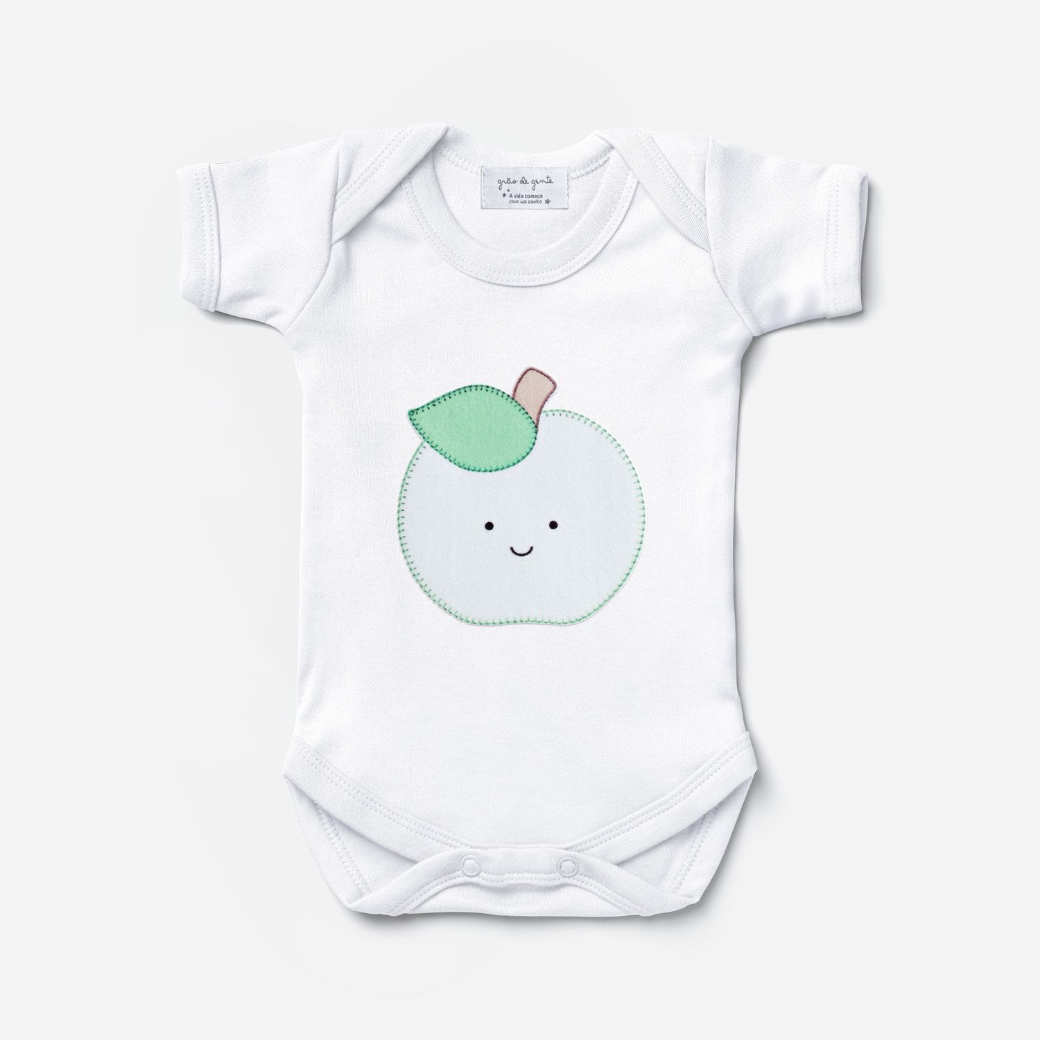 Body Manga Curta Frutinha Maçã Verde Tam P