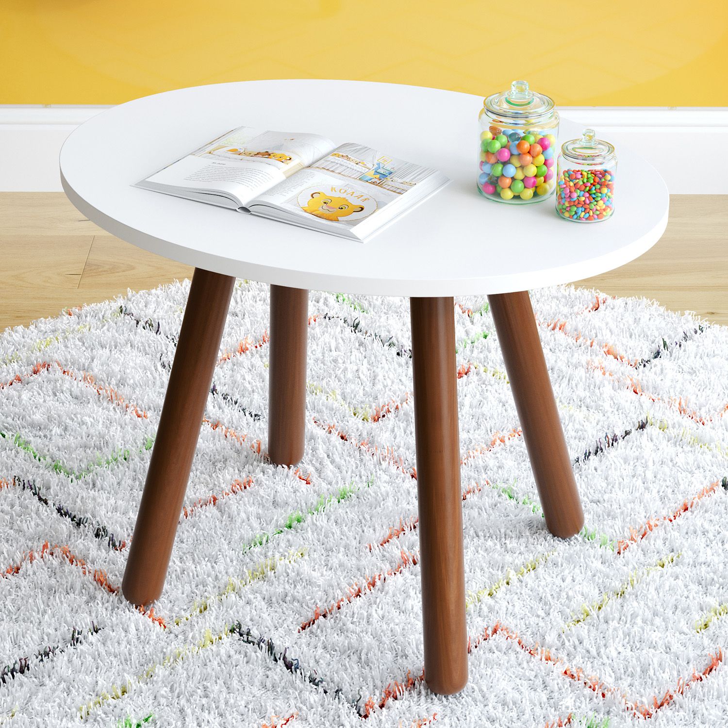 Mesa Oval Infantil Branco Orelhinhas