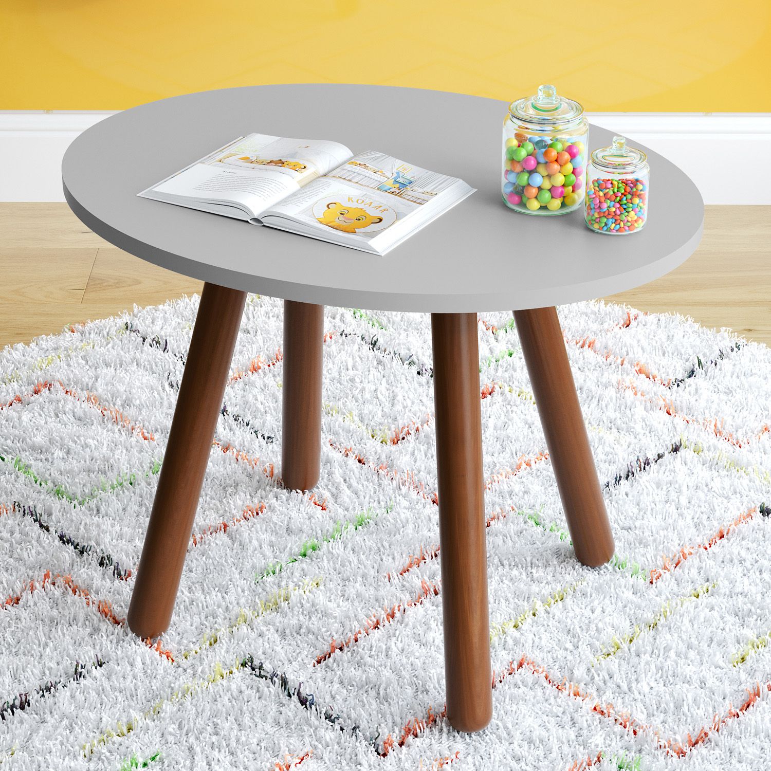 Mesa Oval Infantil Branco Orelhinhas