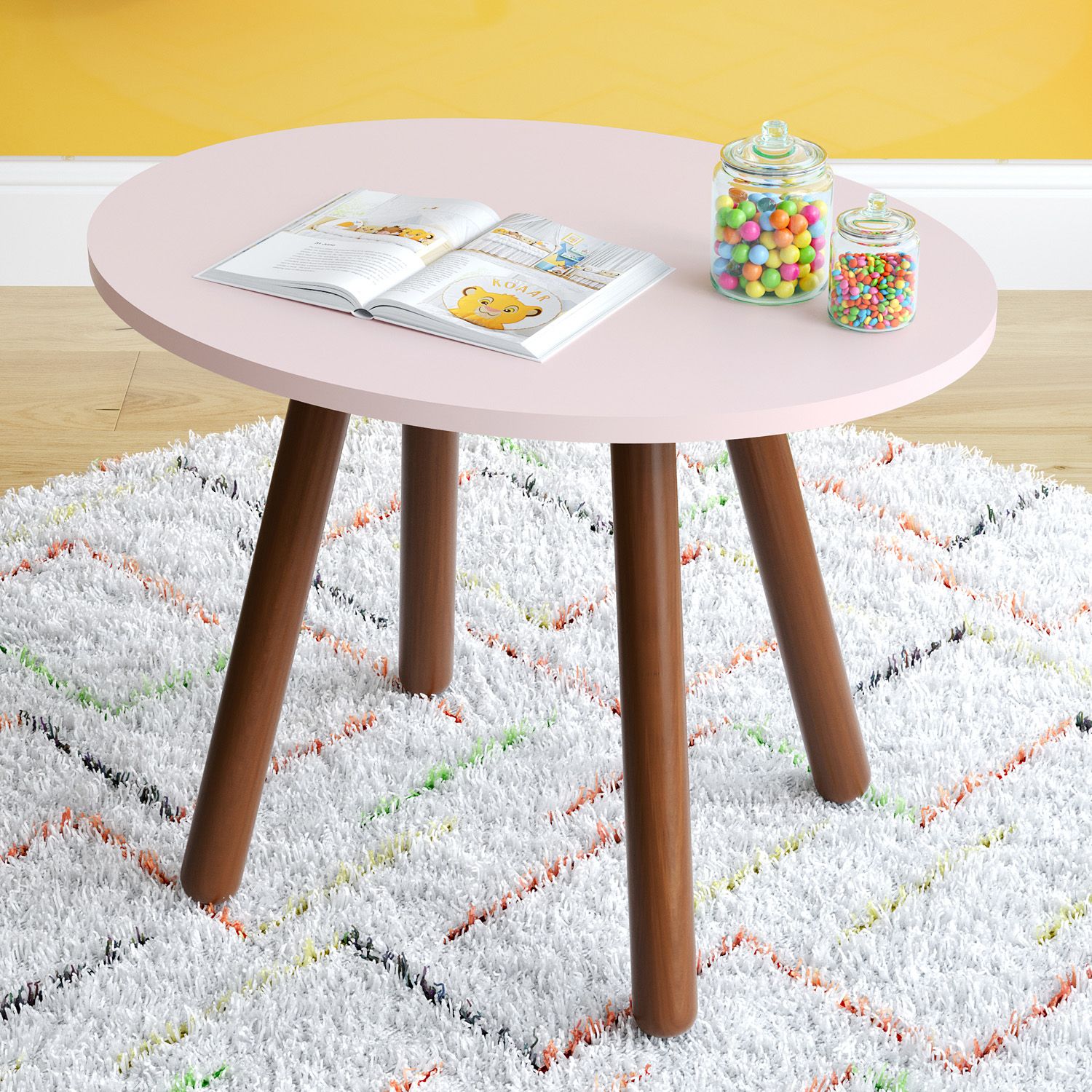 Mesa Oval Infantil Branco Orelhinhas