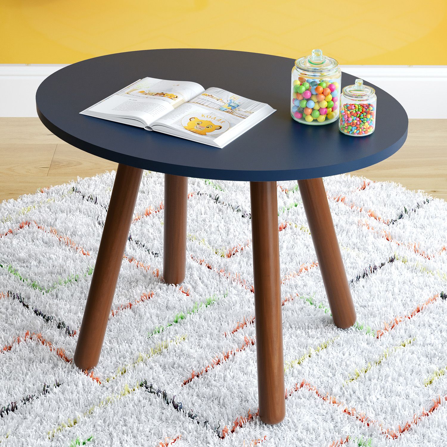 Mesa Oval Infantil Branco Orelhinhas