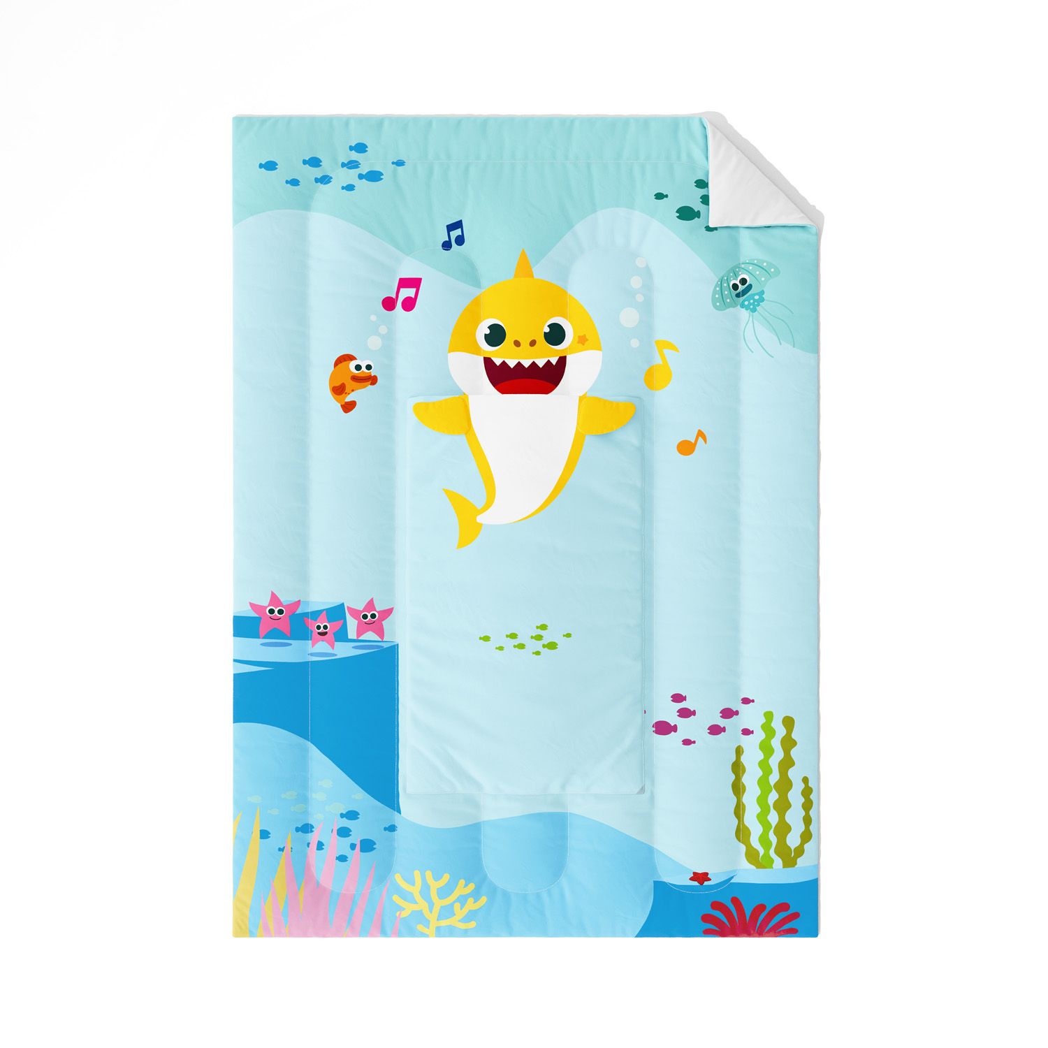 Edredom Infantil Solteiro com Bolso Baby Shark