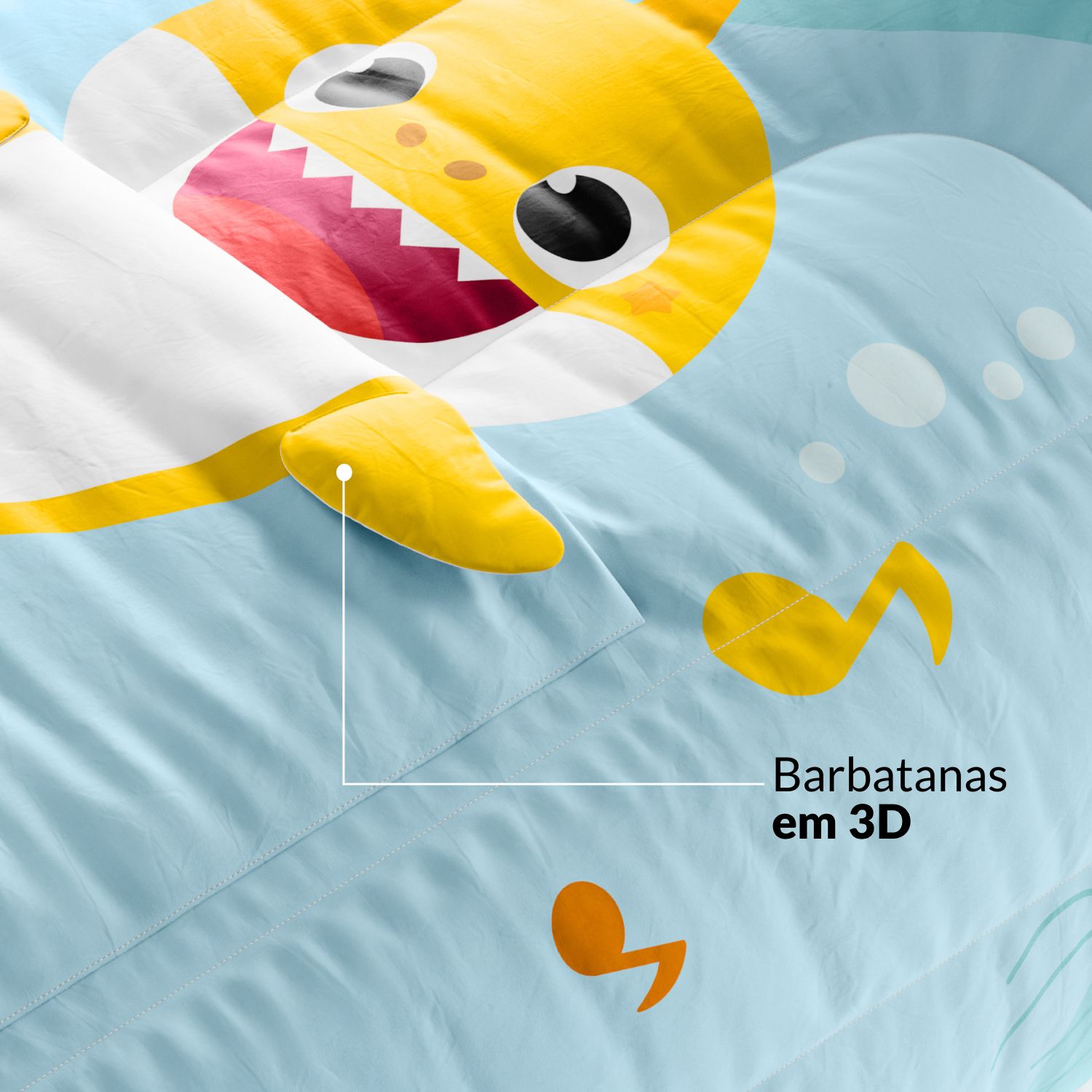 Edredom Infantil Solteiro com Bolso Baby Shark