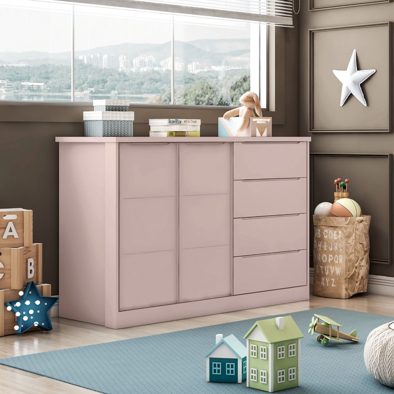 Cômoda Infantil Branco com Porta Pérola