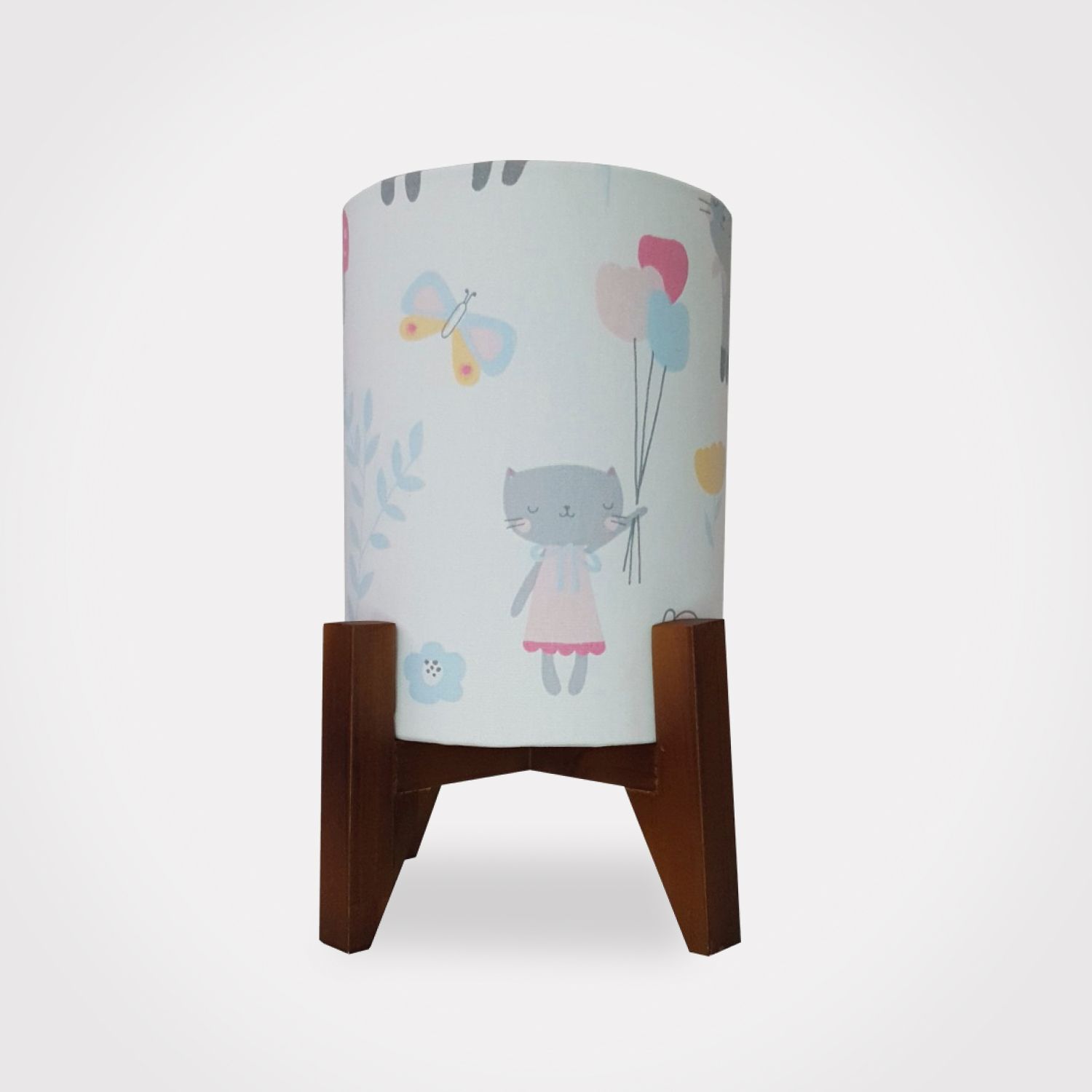 Abajur Luminária Gatinha com Balão Madeira