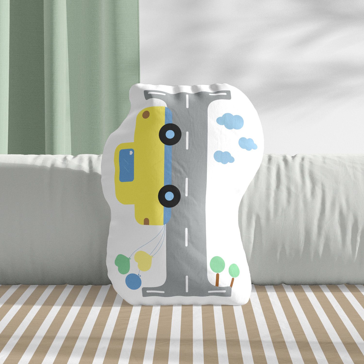 Almofada Carrinhos Azul Letras de A a Z