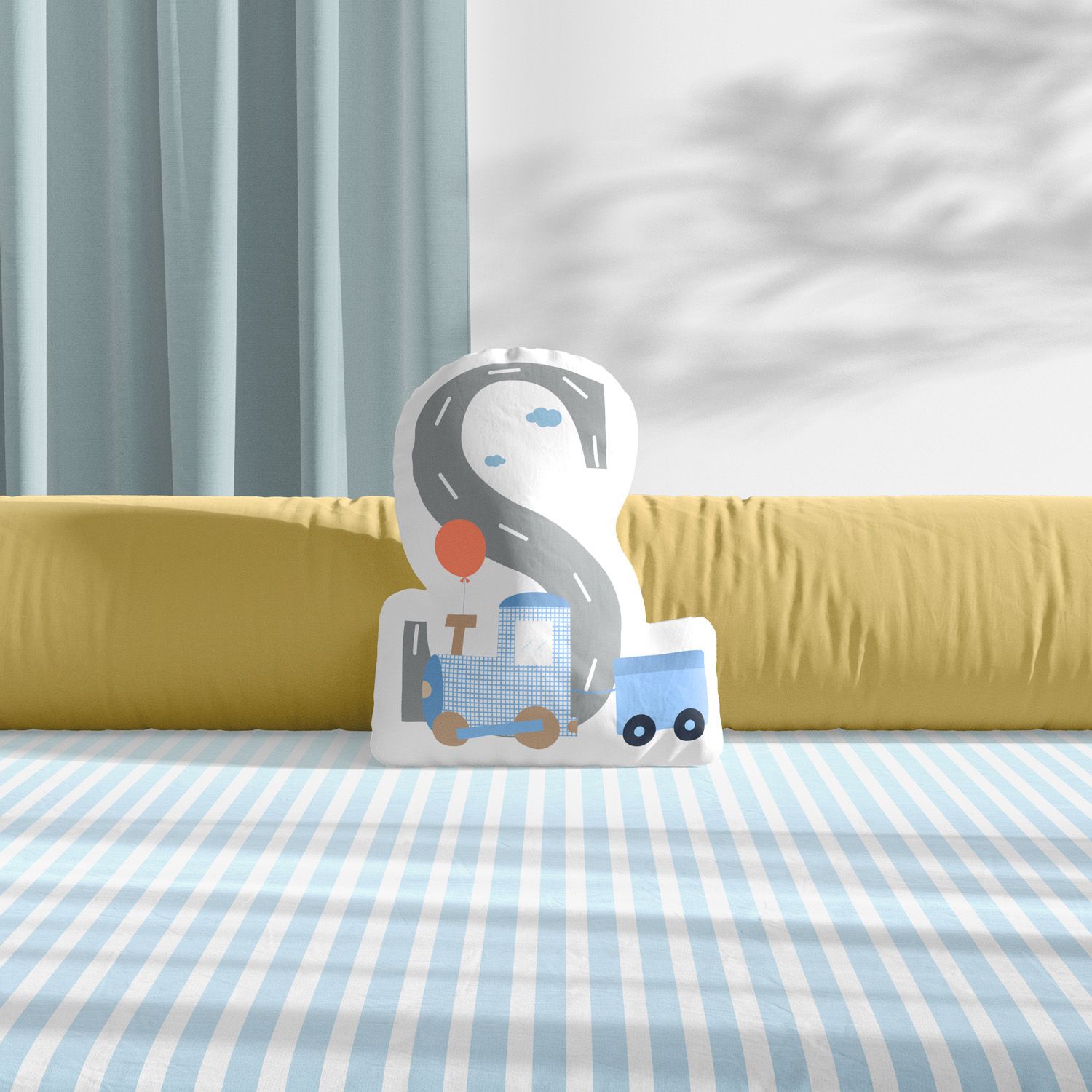 Almofada Carrinhos Azul Letras de A a Z