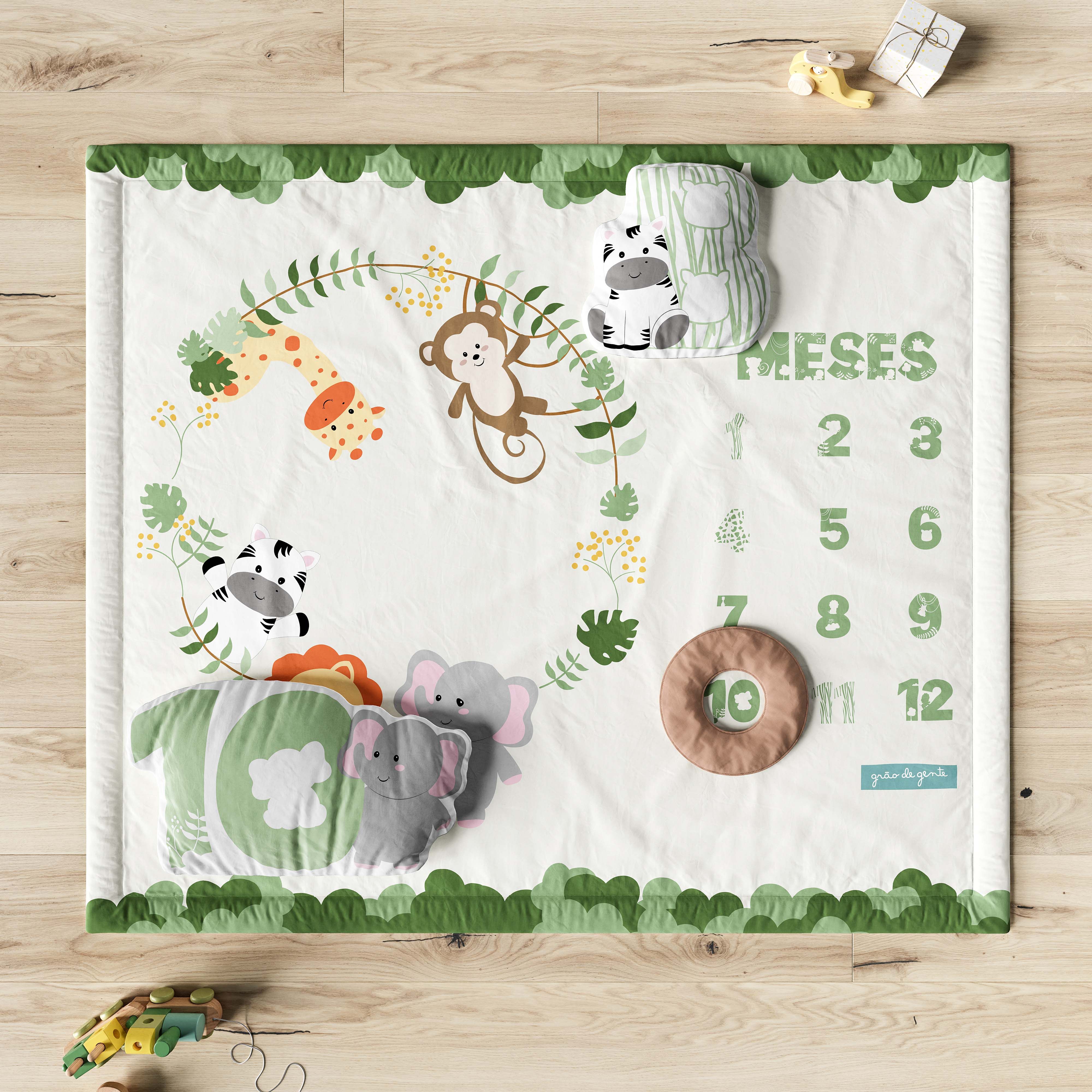 Tapete Mesversário Amiguinhos Safári Verde