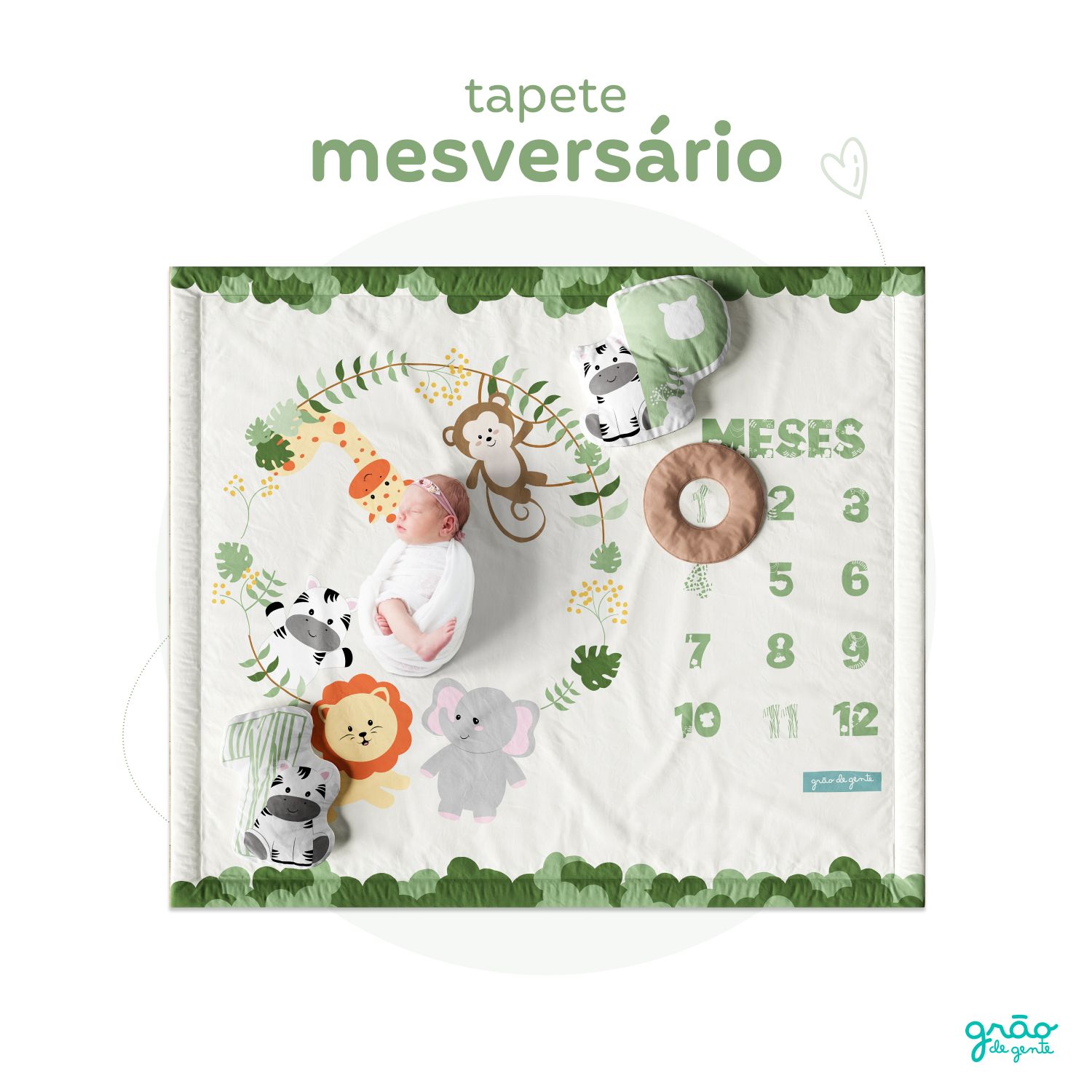 Tapete Mesversário Amiguinhos Safári Verde