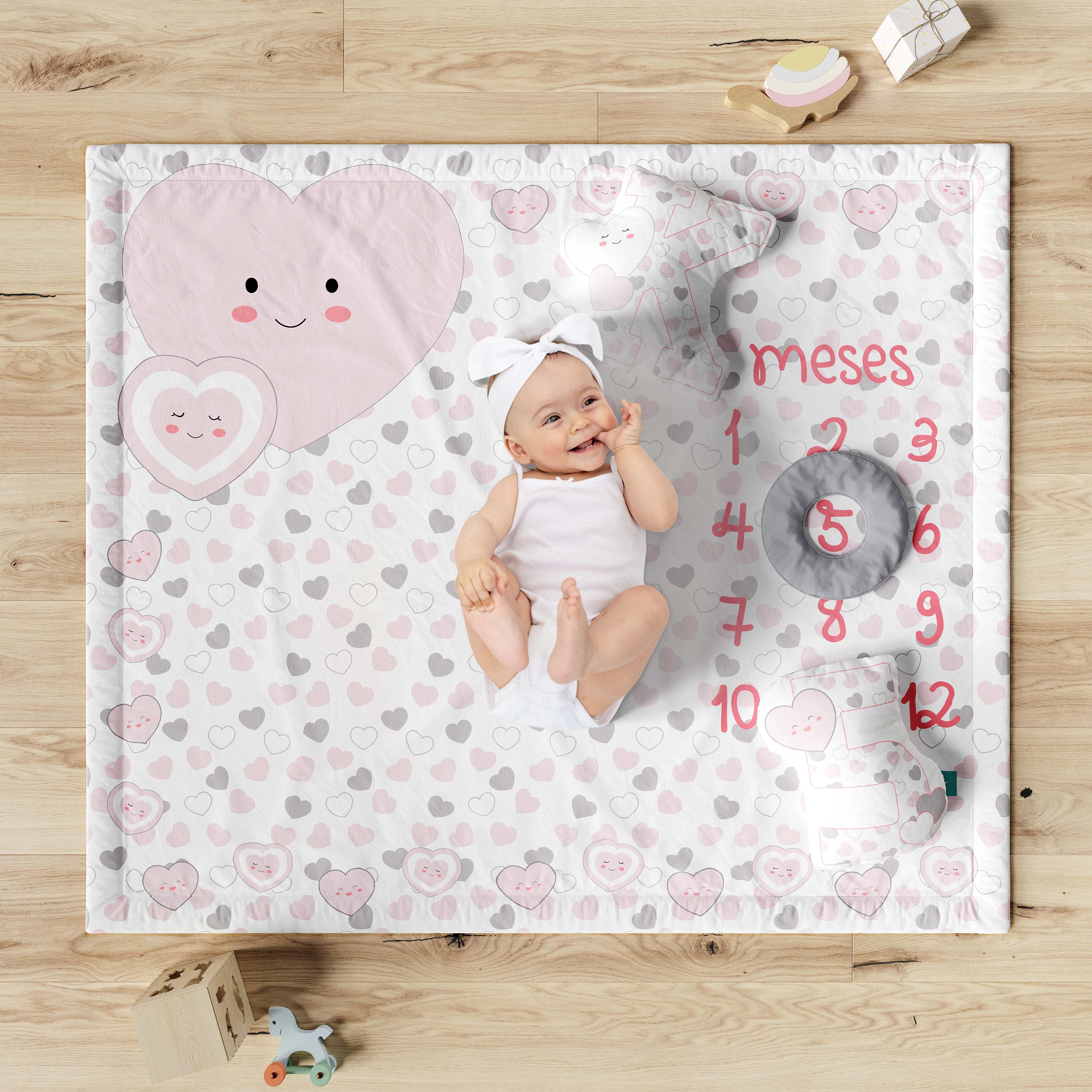 Tapete Mesversário Amor da Mamãe Rosa e Cinza