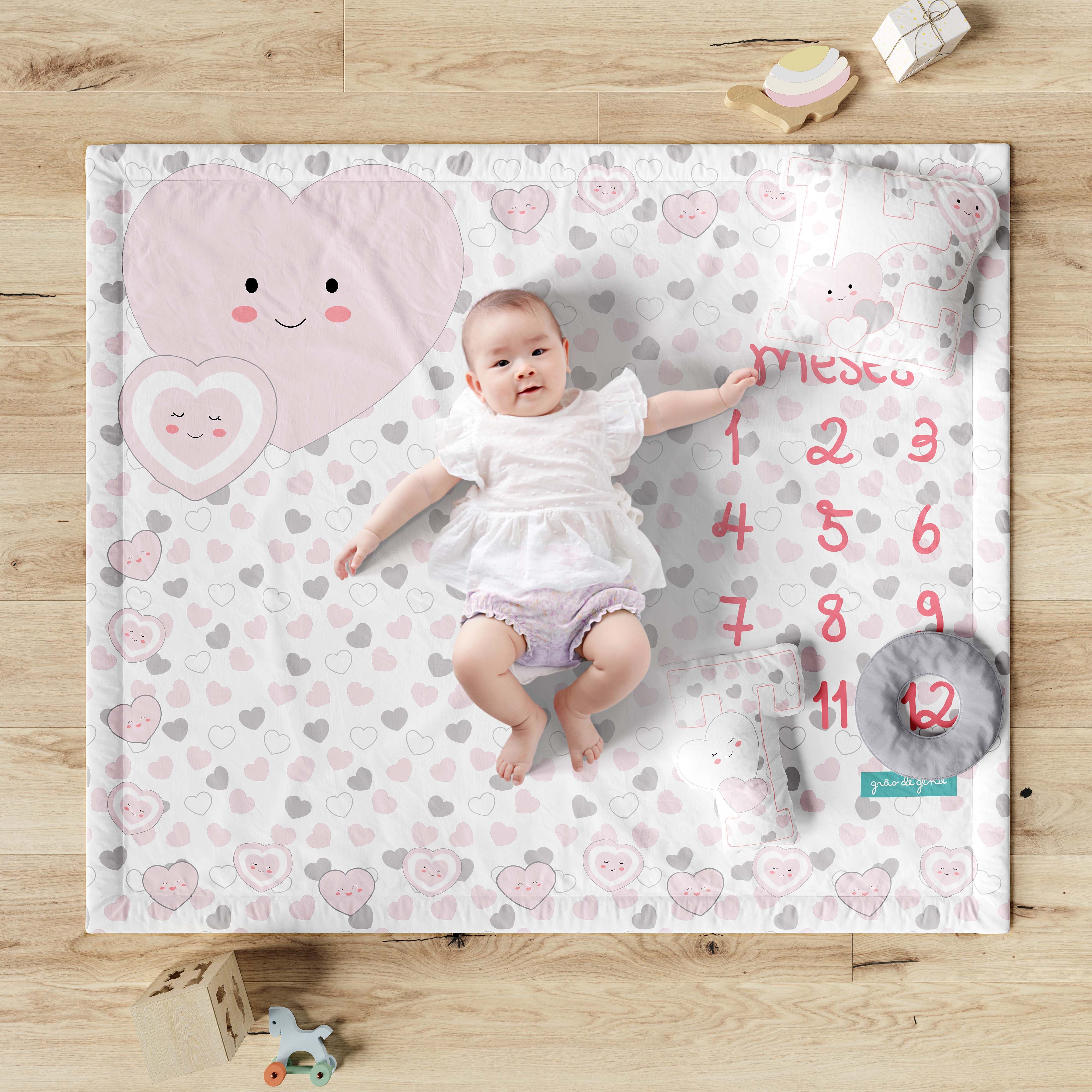 Tapete Mesversário Amor da Mamãe Rosa e Cinza