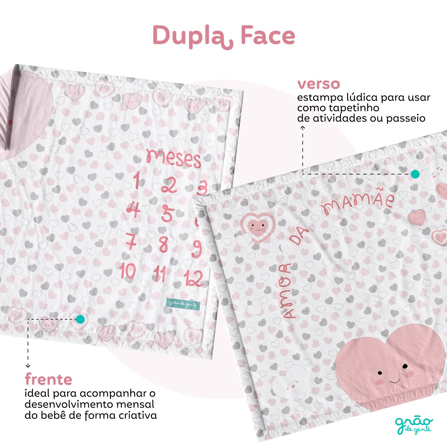 Tapete Mesversário Amor da Mamãe Rosa e Cinza