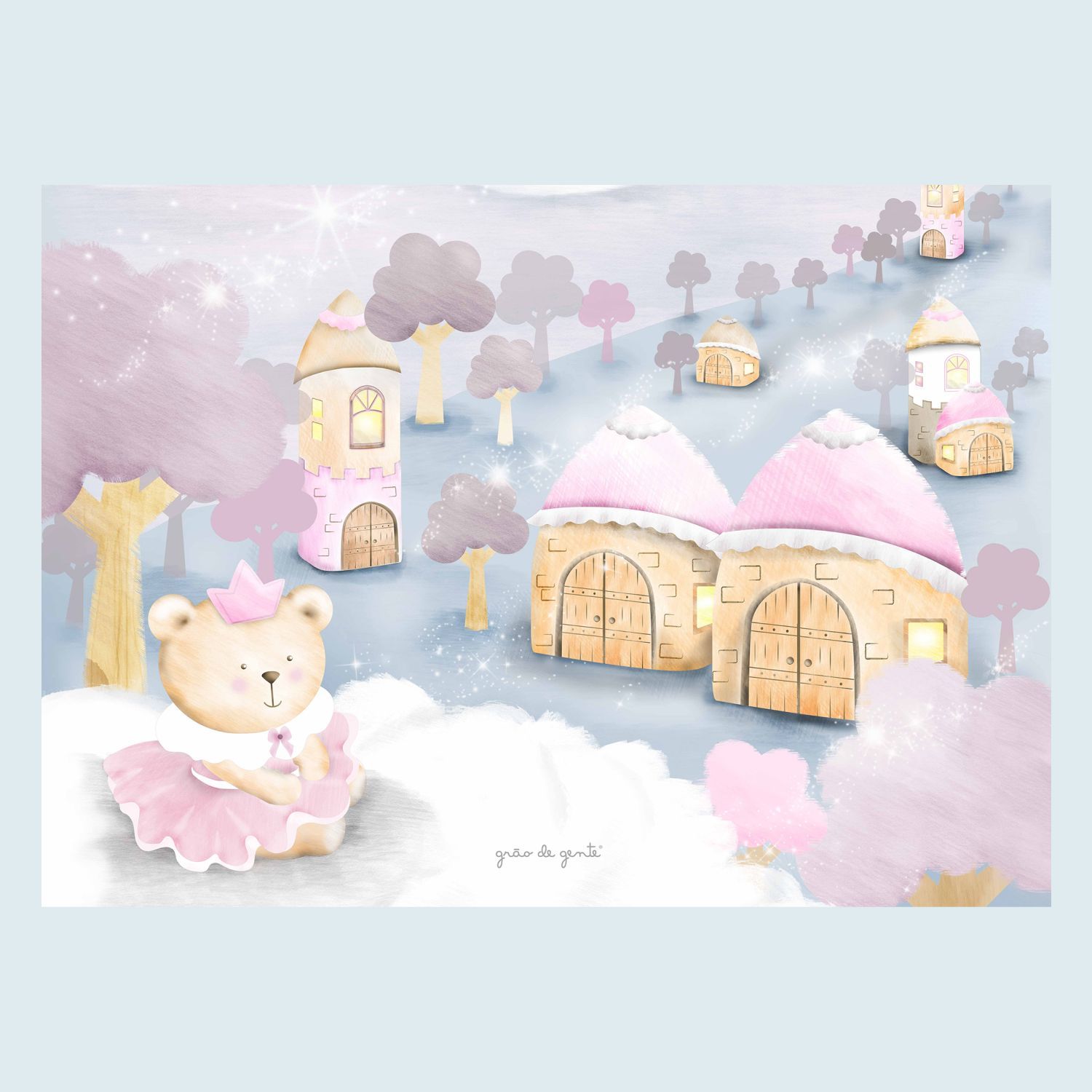 Kit Pôster Adesivo Amiguinha Ursinha Princesa 3 peças