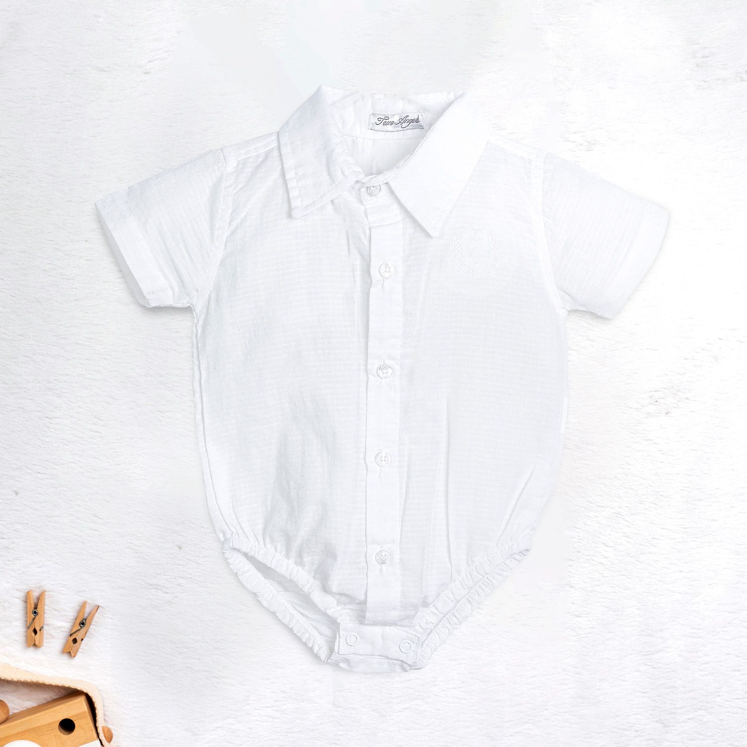 Body Batizado Branco com Manga Curta