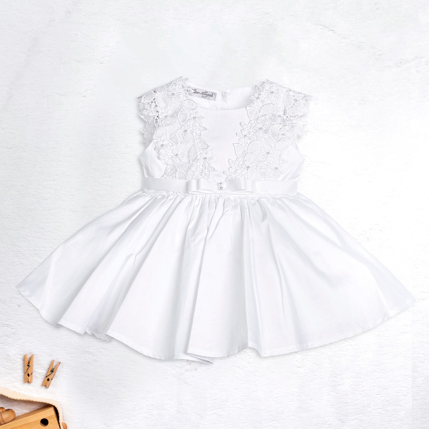 Vestido Batizado Branco com Renda Flores