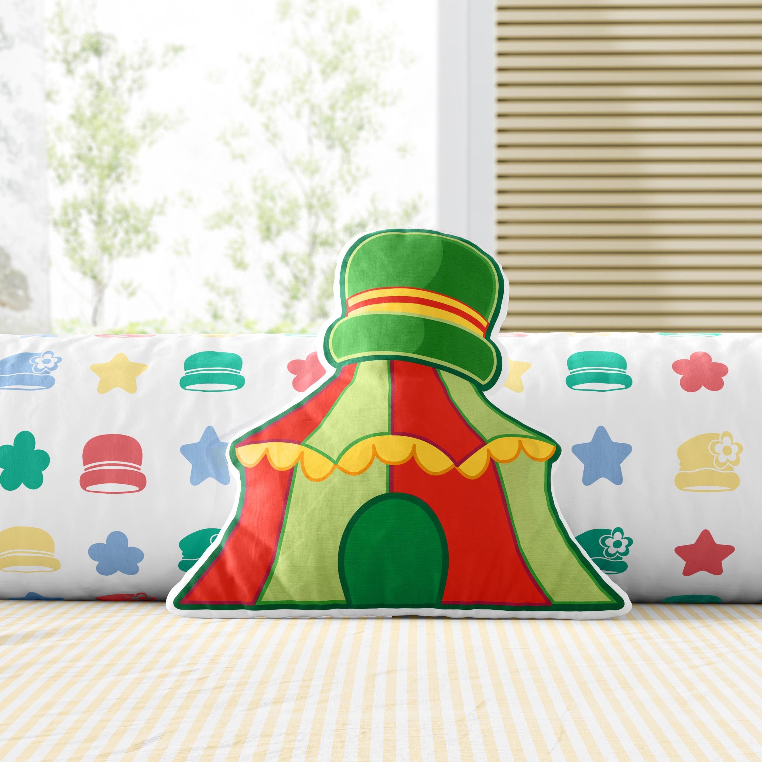 Almofada Tenda de Circo Verde e Vermelha Patati Patatá