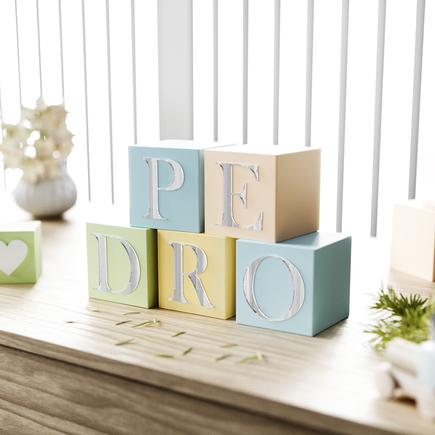 Cubo Decorativo Personalizado Letra A MDF Espelhado Rosa 8cm